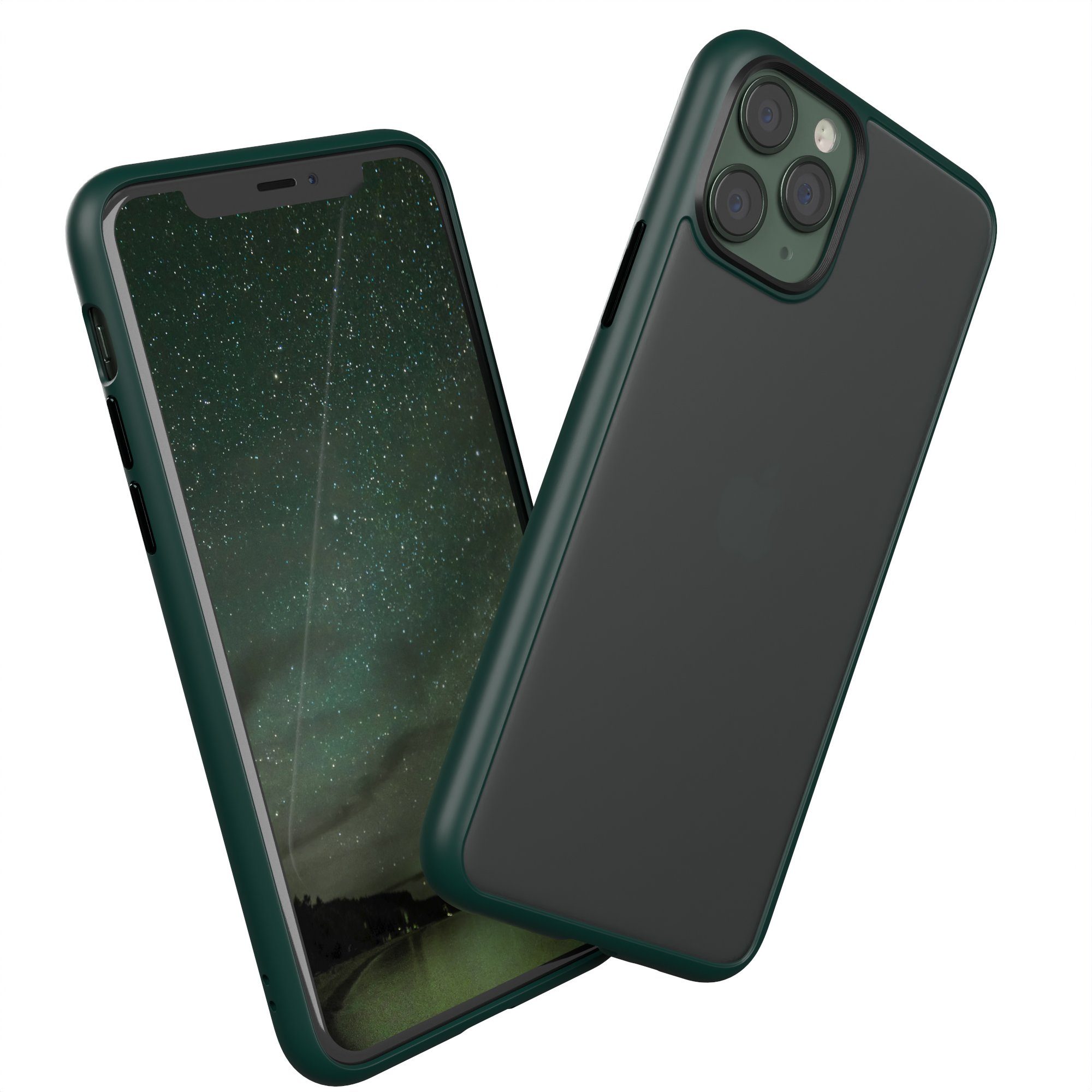 EAZY CASE Handyhülle Outdoor Case für Apple iPhone 11 Pro 5,8 Zoll, Slim Cover Durchsichtig Robust Back Cover stoßfest Grün / Nachtgrün