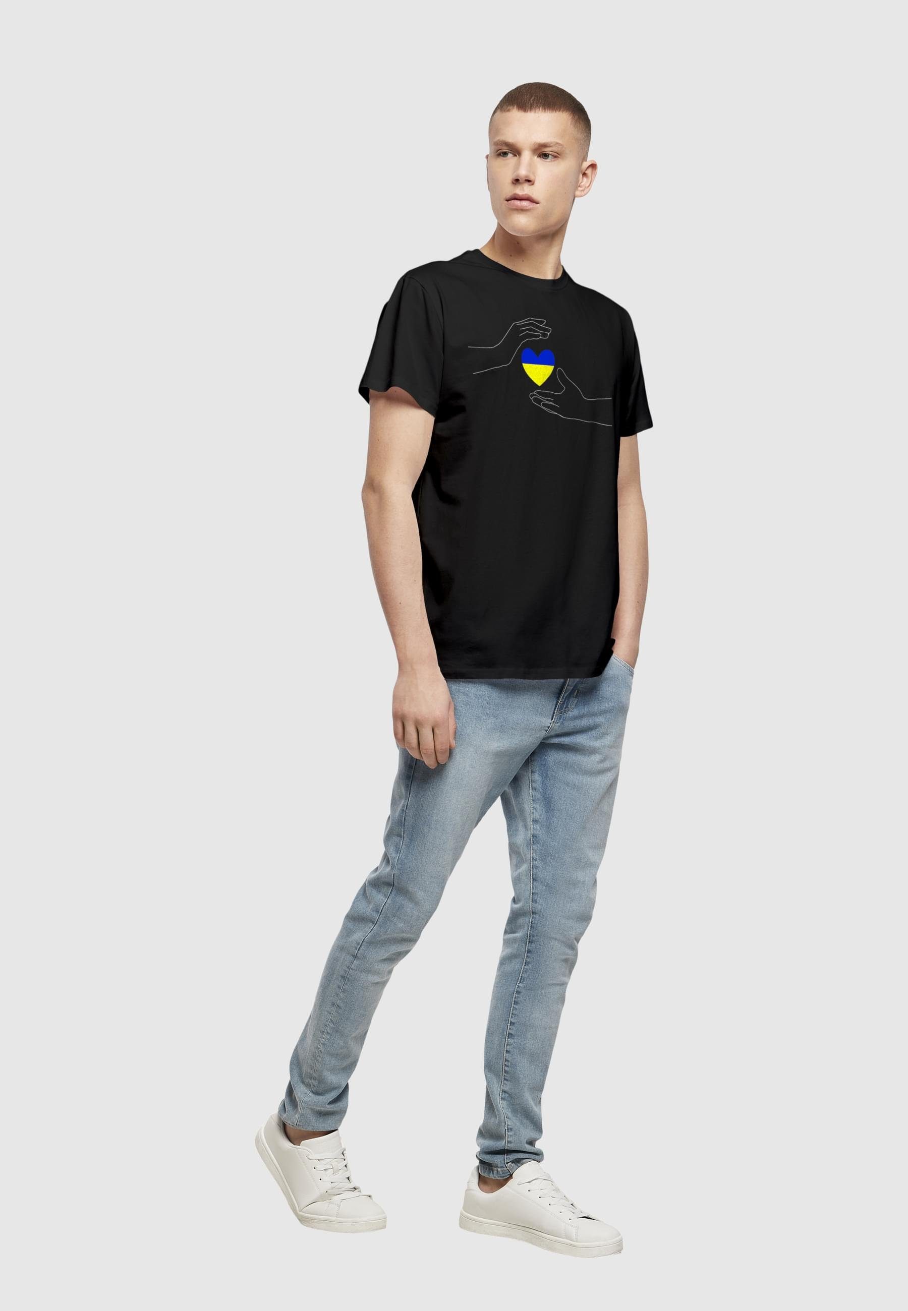 T-Shirt (1-tlg) Basic - Merchcode Hand 2 Peace T-Shirt Herren Black Heart