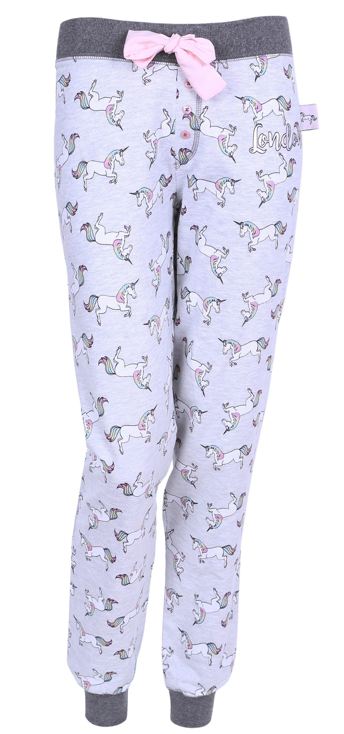 7/8-Leggings Graue Hose mit Einhorn-Muster L