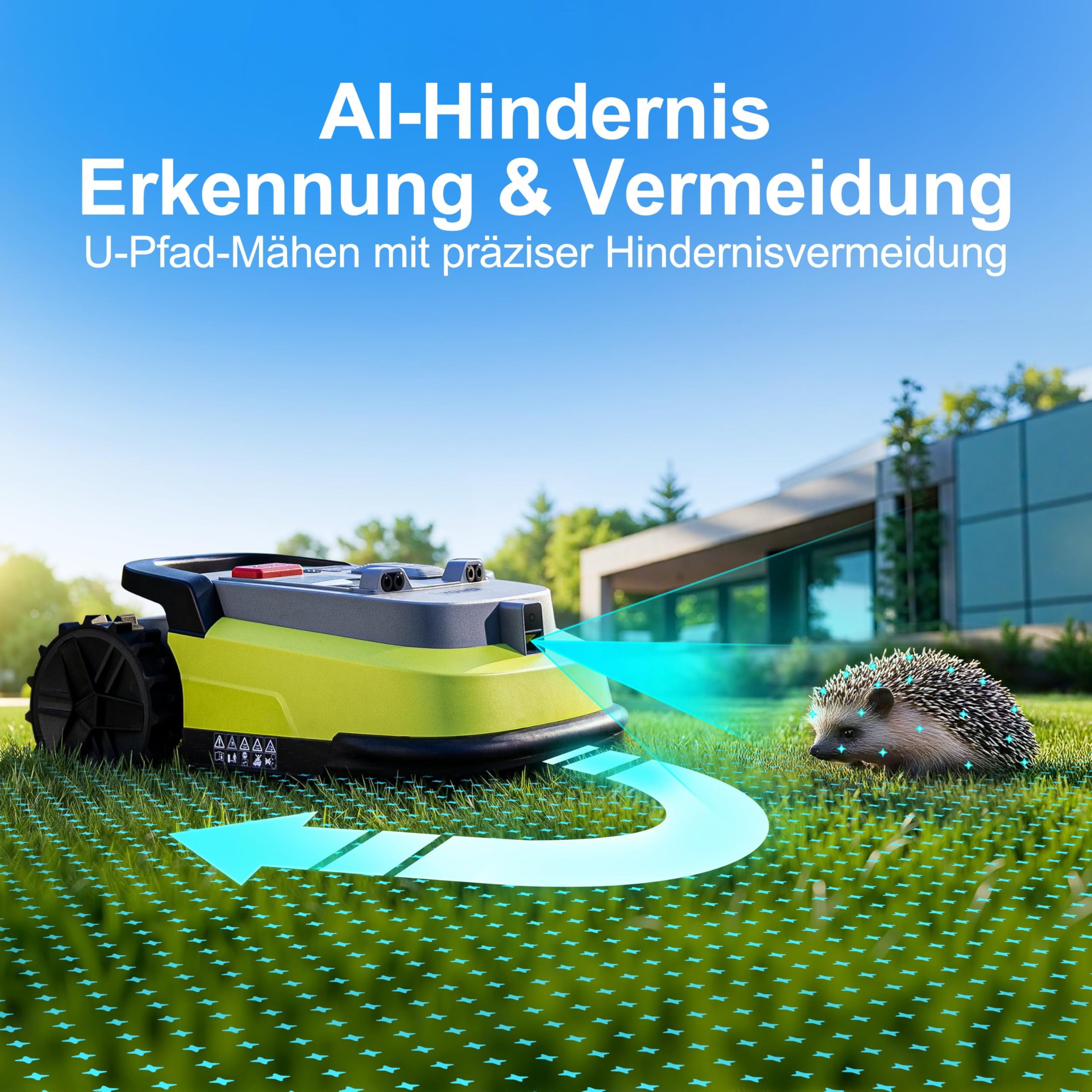 Blossom Rasenmähroboter Rasenmäher Roboter UBHOME-M10 Rasenmäher Elektro Robotic Lawnmower, bis 200 m² Rasenfläche, bis zu 1000 m² Vision+RTK intelligente Navigation Steuerung Smart-App