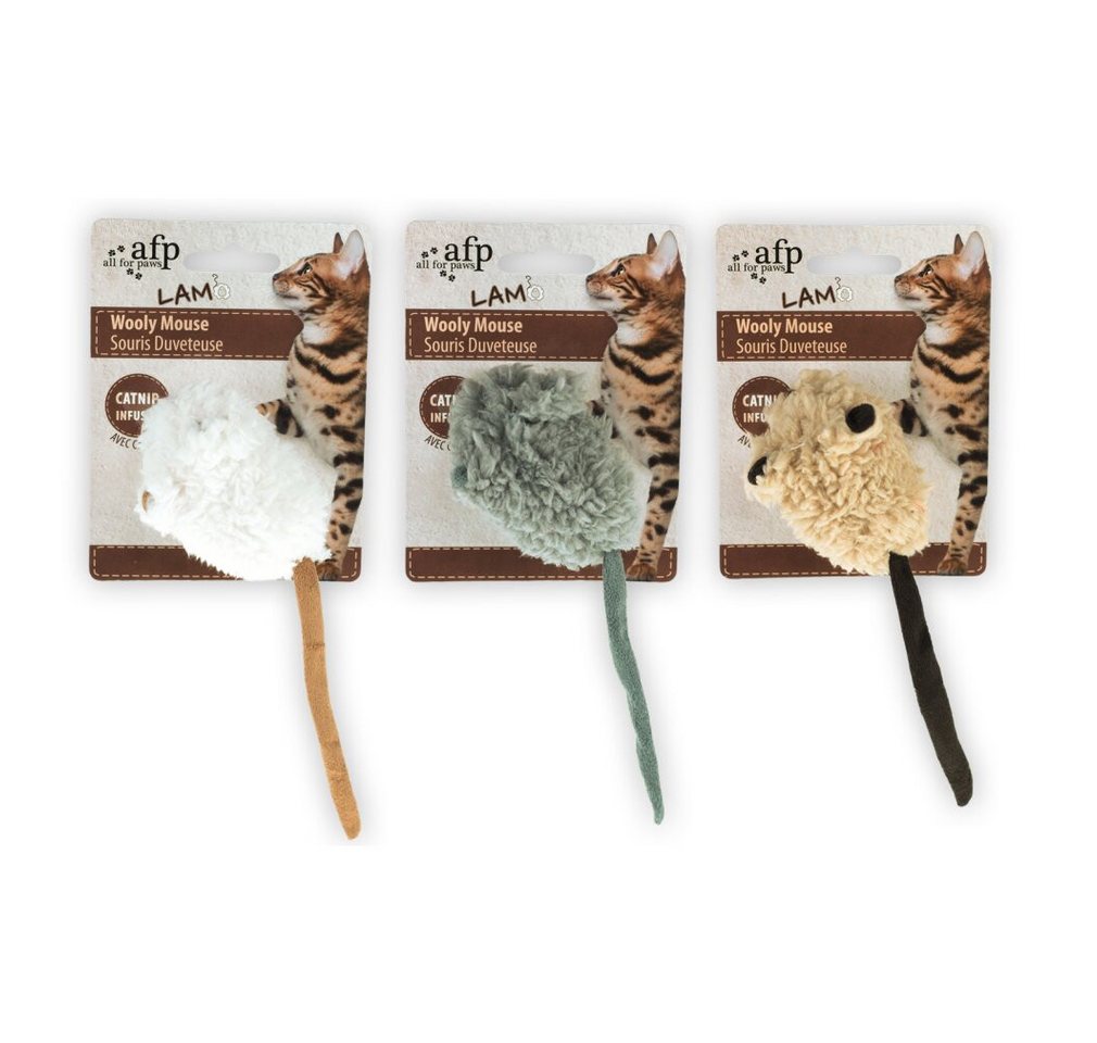 Thumbnail - all for paws Outdoor-Spielzeug AFP Lambswool-Wooly Mouse with mouse sound Catnip