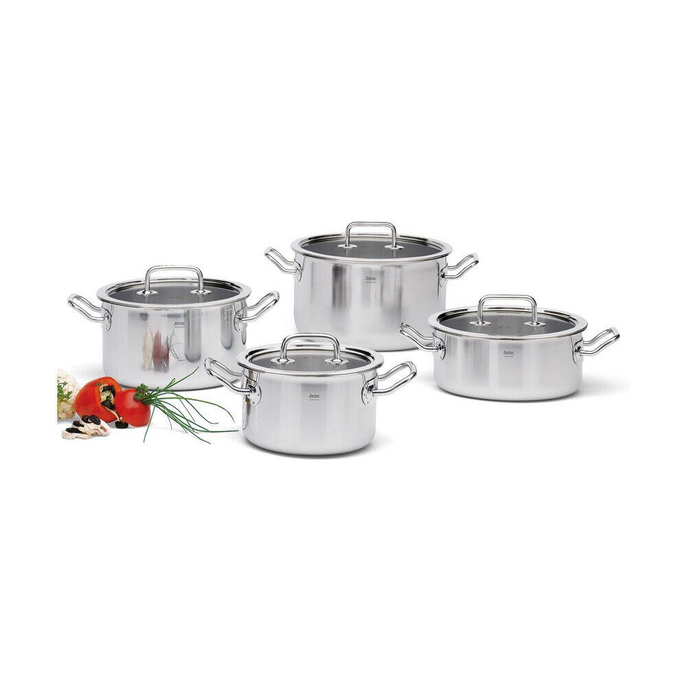 Spring Topf-Set Topf-Set 4-tlg. Brigade Basic silber, Aluminium, Edelstahl, Glas (4-tlg., 4-tlg)