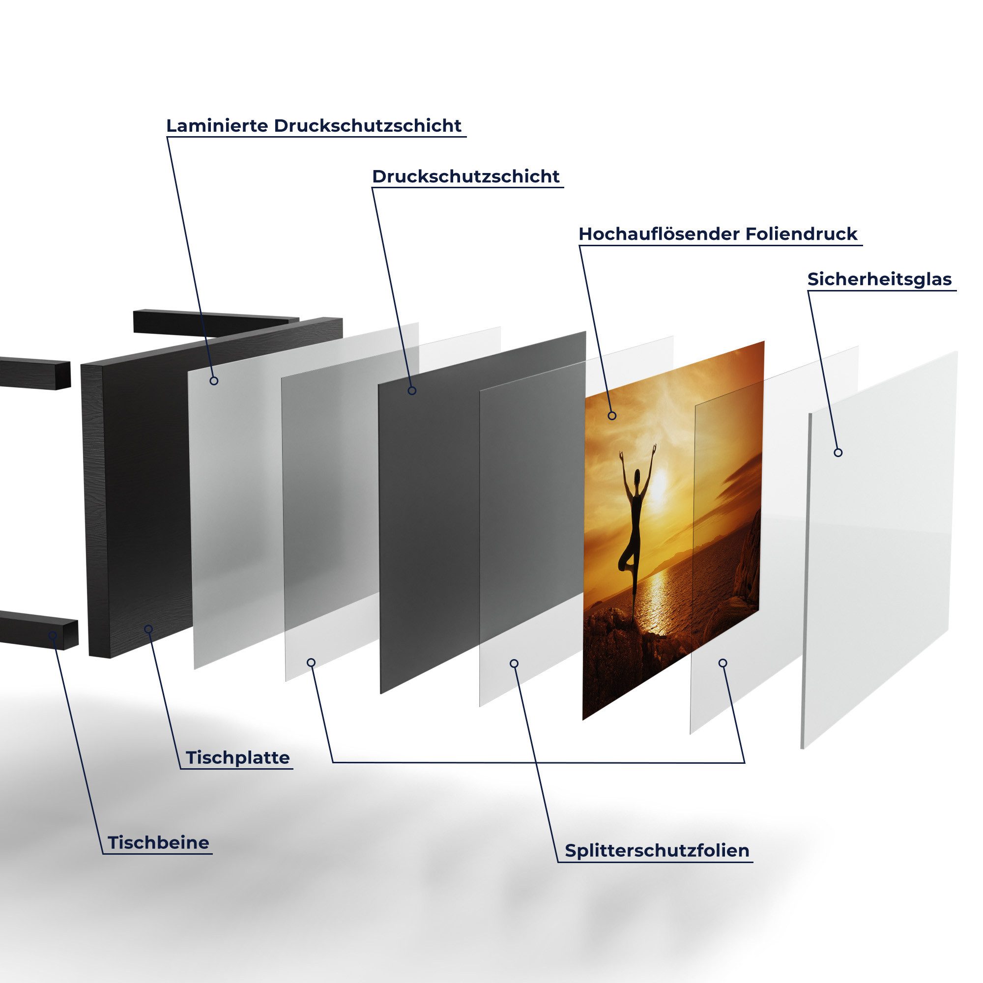 DEQORI Couchtisch 'Balance im Abendlicht', Glas Beistelltisch Glastisch modern