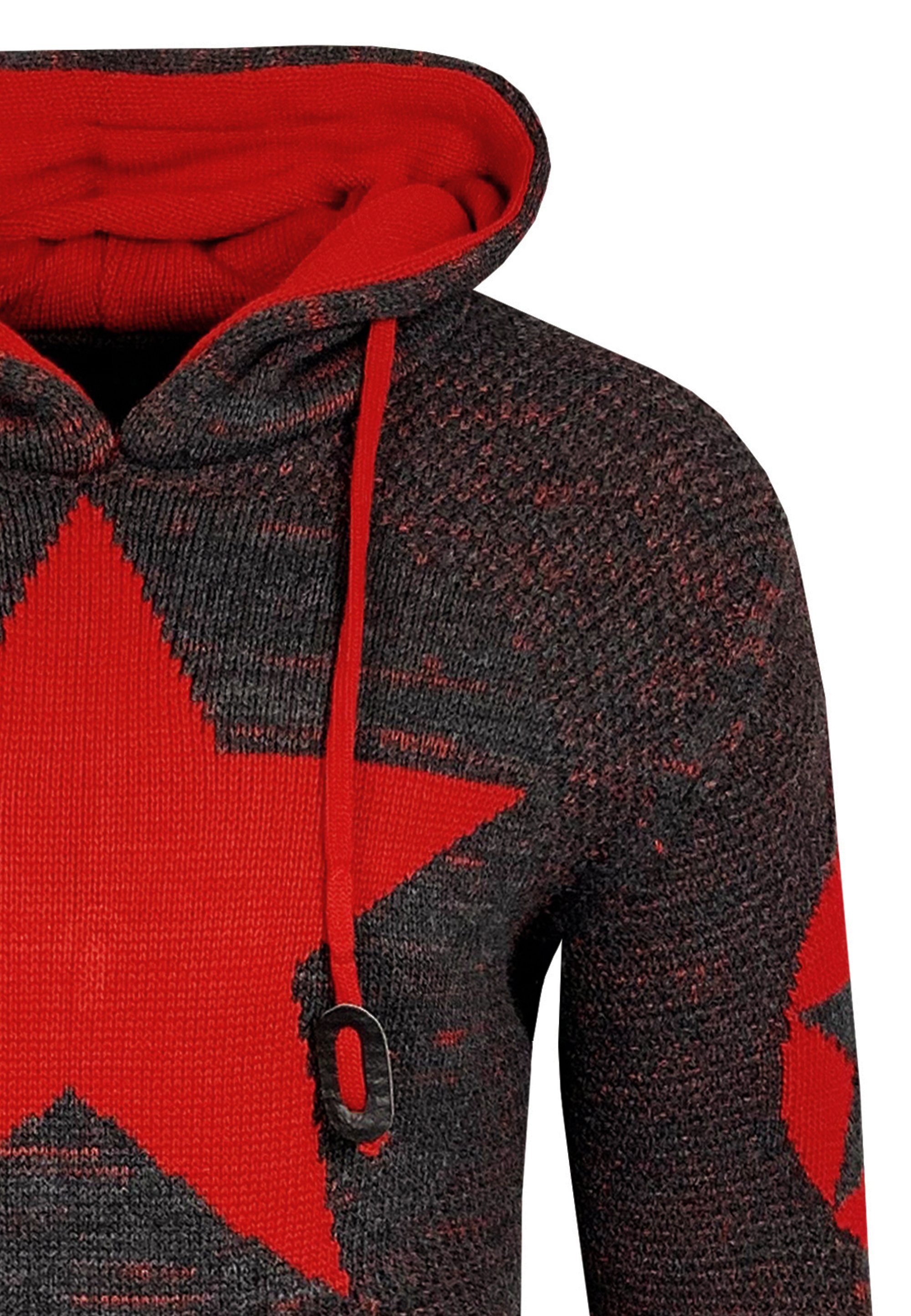 Rusty Neal Kapuzensweatshirt mit anthrazit-rot großem Stern-Design