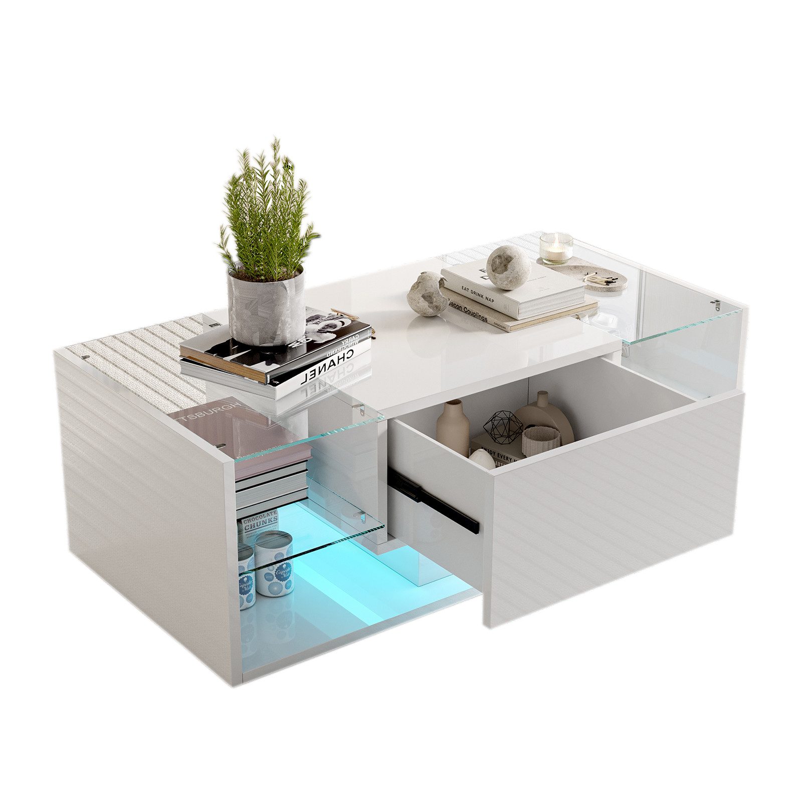 FUROKOY Couchtisch Modern Wohnzimmertisch Hochglanz mit günstig online kaufen