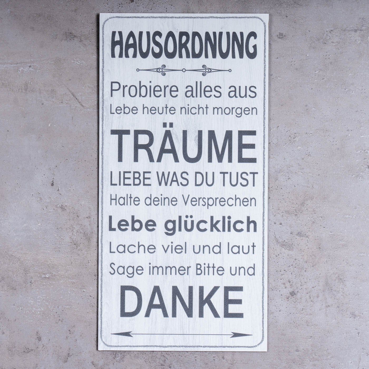 Levandeo® Wandbild, Wandbild 20x40cm Hausordnung Spruch günstig online kaufen