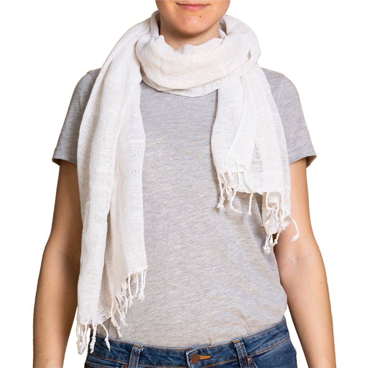 PANASIAM Schal warmer weicher Baumwollschal grob gewebt in verschiedenen Farben, auch als Schultertuch oder Schal im Herbst und Winter tragbar