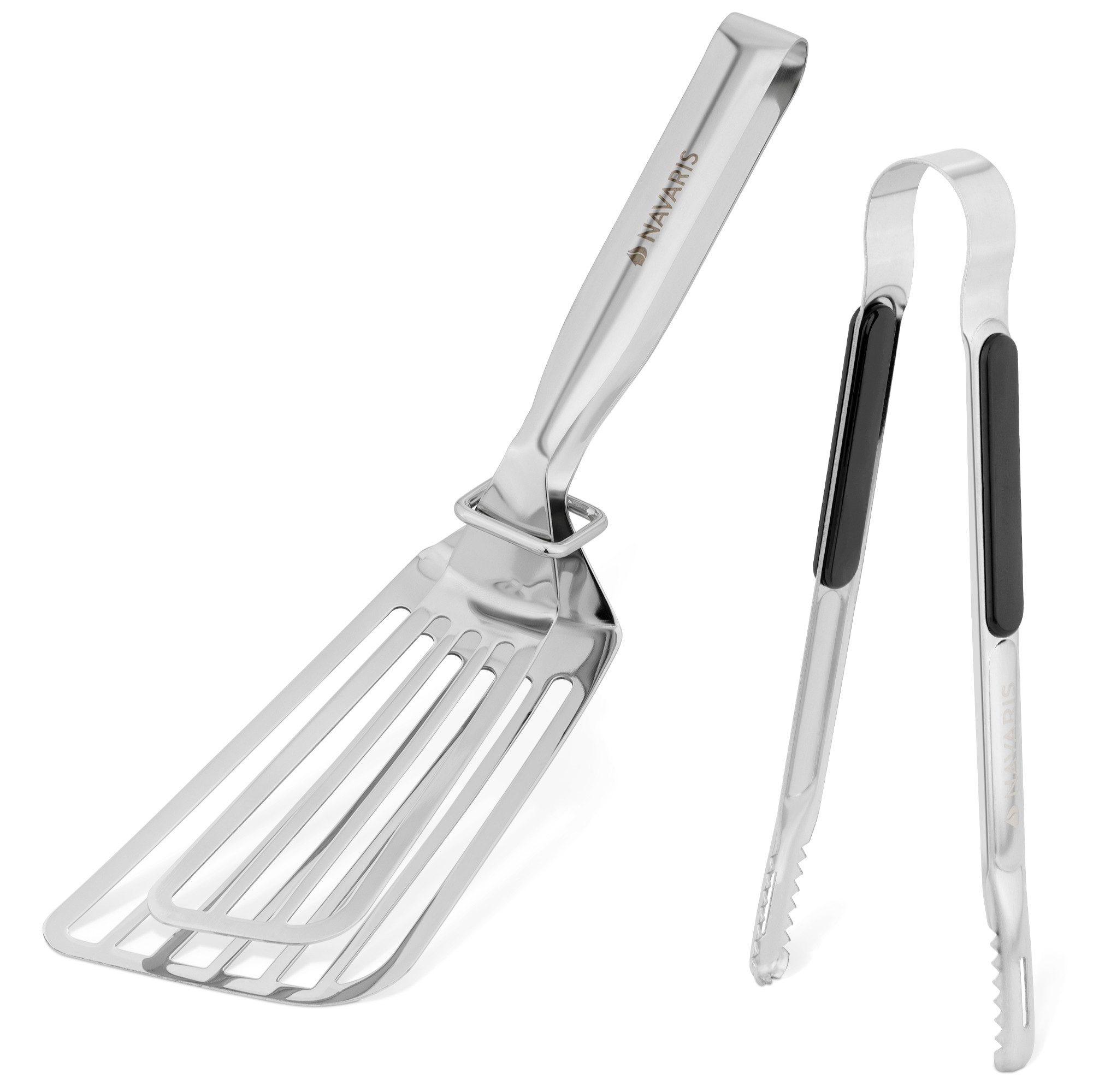 Navaris Kochbesteck-Set Grill Zubehör Set - Doppel Pfannenwender Grillzange Metallring (1-tlg)