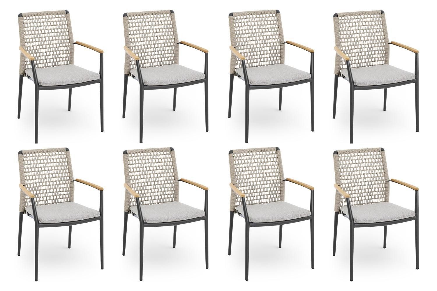 MONDO Garten-Essgruppe LATEA, 8er Set, Anthrazit, Braun, Taupe, Aluminium