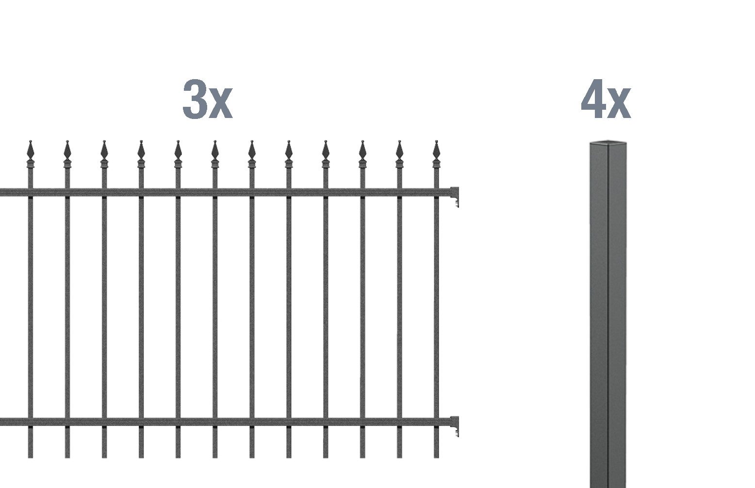 Alberts Metallzaun Zaun-Set Chaussee,anth,zE1000/6, Zaun-Set Chaussee,anth,einbetonieren1000/6