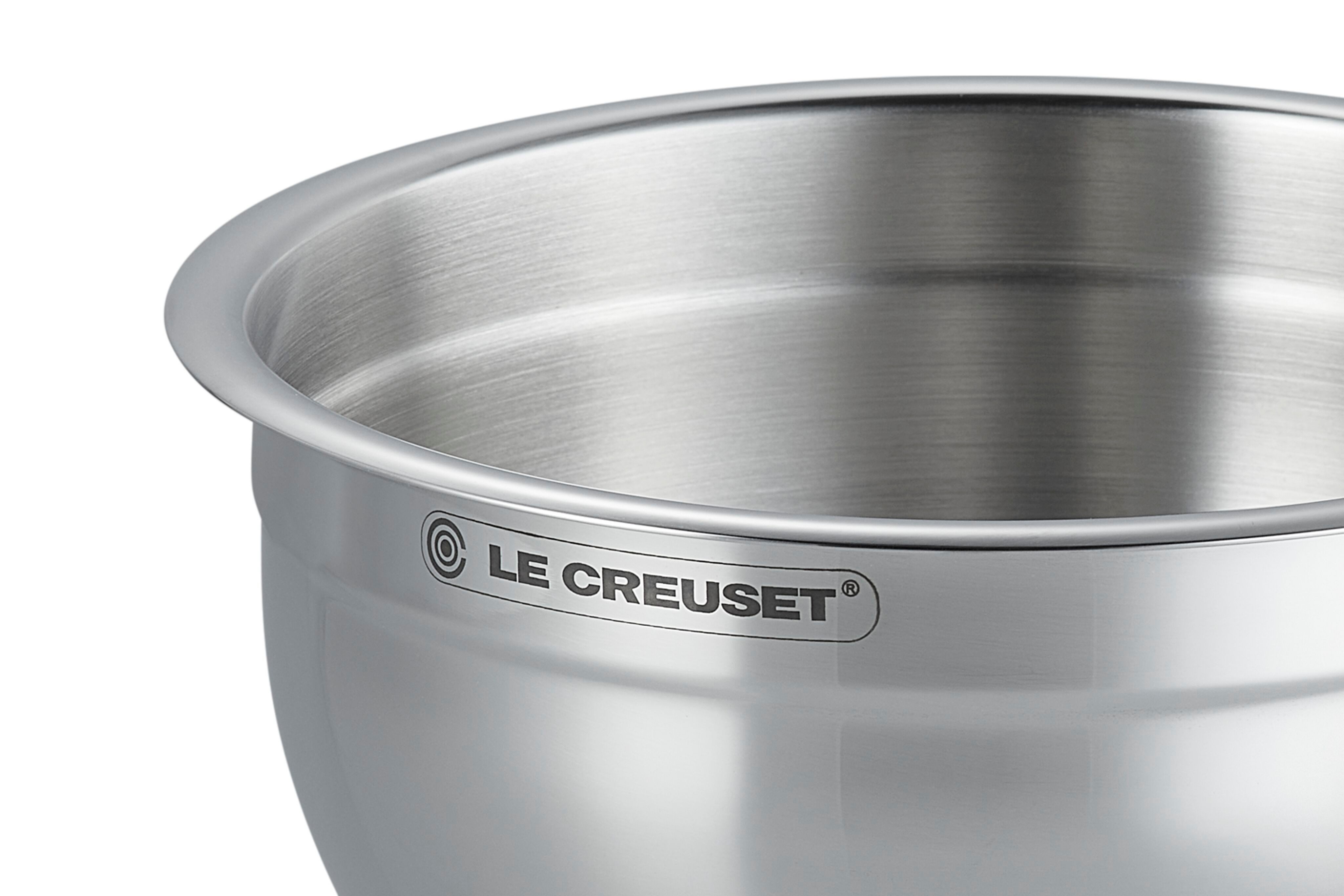 LE CREUSET Rührschüssel Rührschüsselset mit Deckel, Edelstahl, 3-teilig, Ø 19/23/27cm, 41901000010000