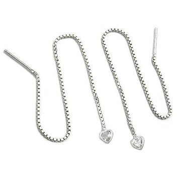 unbespielt Paar Ohrhaken Ohrringe Durchzieher Herz mit Zirkonia 925 Silber 110 mm inklusive Schmuckbox, Silberschmuck für Damen