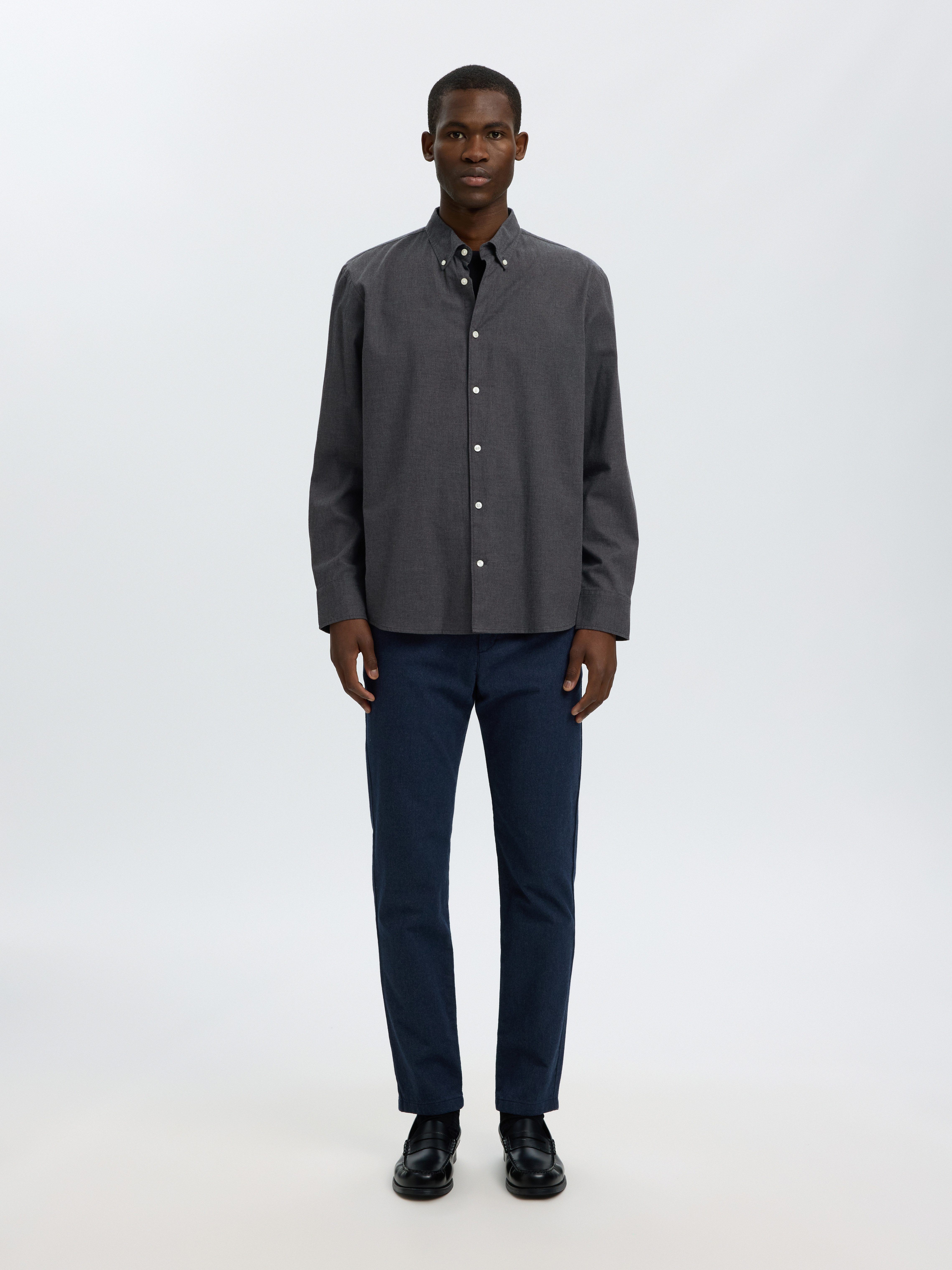 Selected Langarmhemd SLMREGCOLE JAY MELANGE LS SHIRT NOOS Baumwolle, regular fit