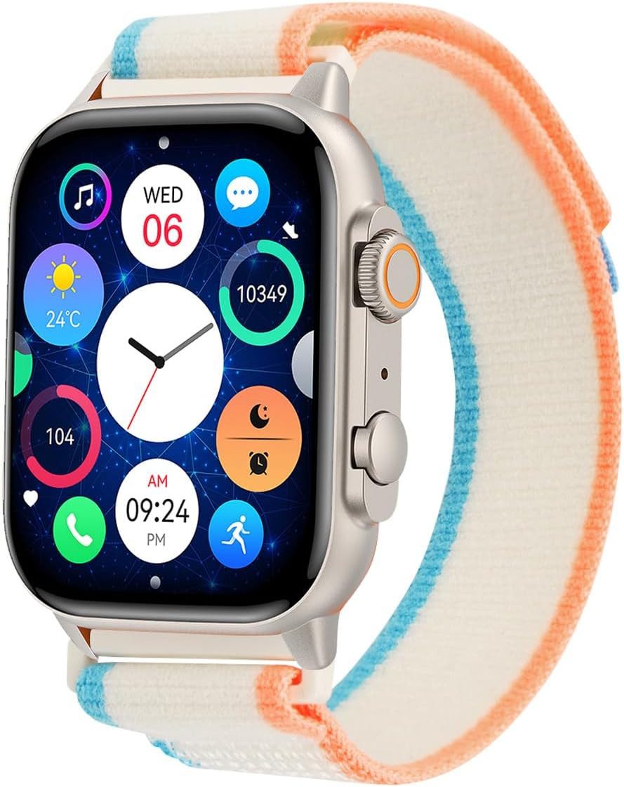 trevi T-FIT 430 A Smartwatch (4,9 cm, android ios), Smartwatch mit 1,95 Zoll AMOLED Display und Fitnessfunktionen