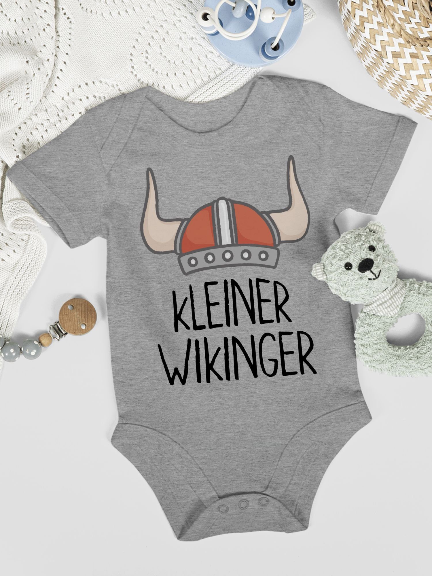 kleiner & Baby Shirtbody Grau Wikinger Walhalla Shirtracer 1 meliert Wikinger