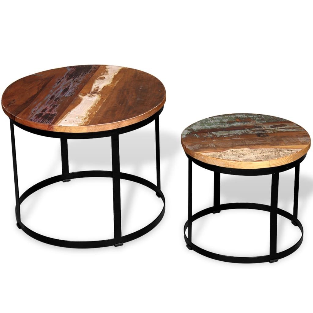 vidaXL Couchtisch 2-tlg. Couchtisch-Set Altholz Massiv günstig online kaufen