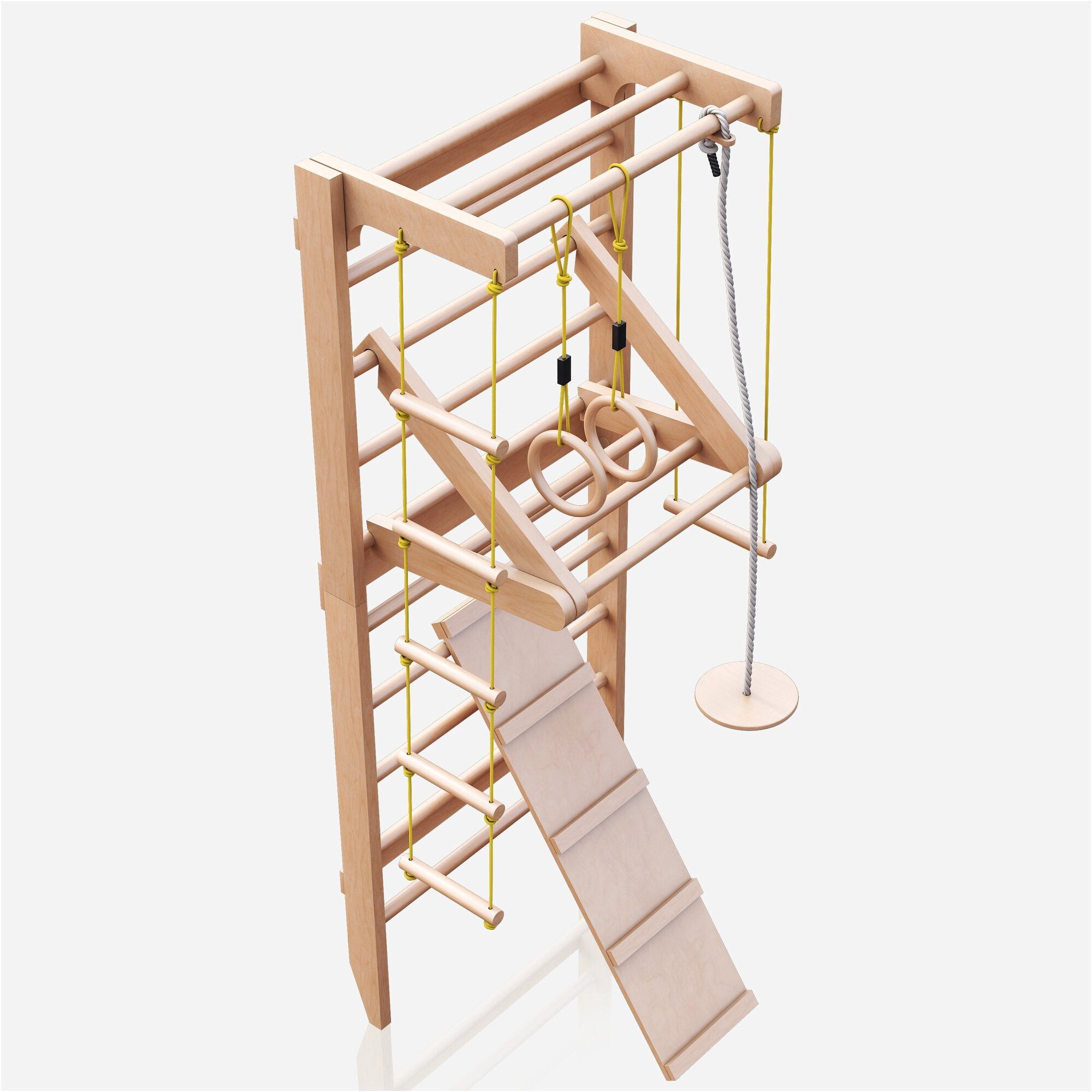 Physionics Trainingsstation Sprossenwand - mit Turnringen, Schaukel, Rutsche, Klimmzugstange, (1-tlg)