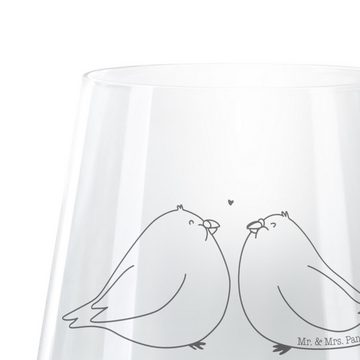 Mr. & Mrs. Panda Windlicht Turteltauben Liebe - Transparent - Geschenk, Paar, große Liebe, Teeli (1 St), Elegante Ausstrahlung