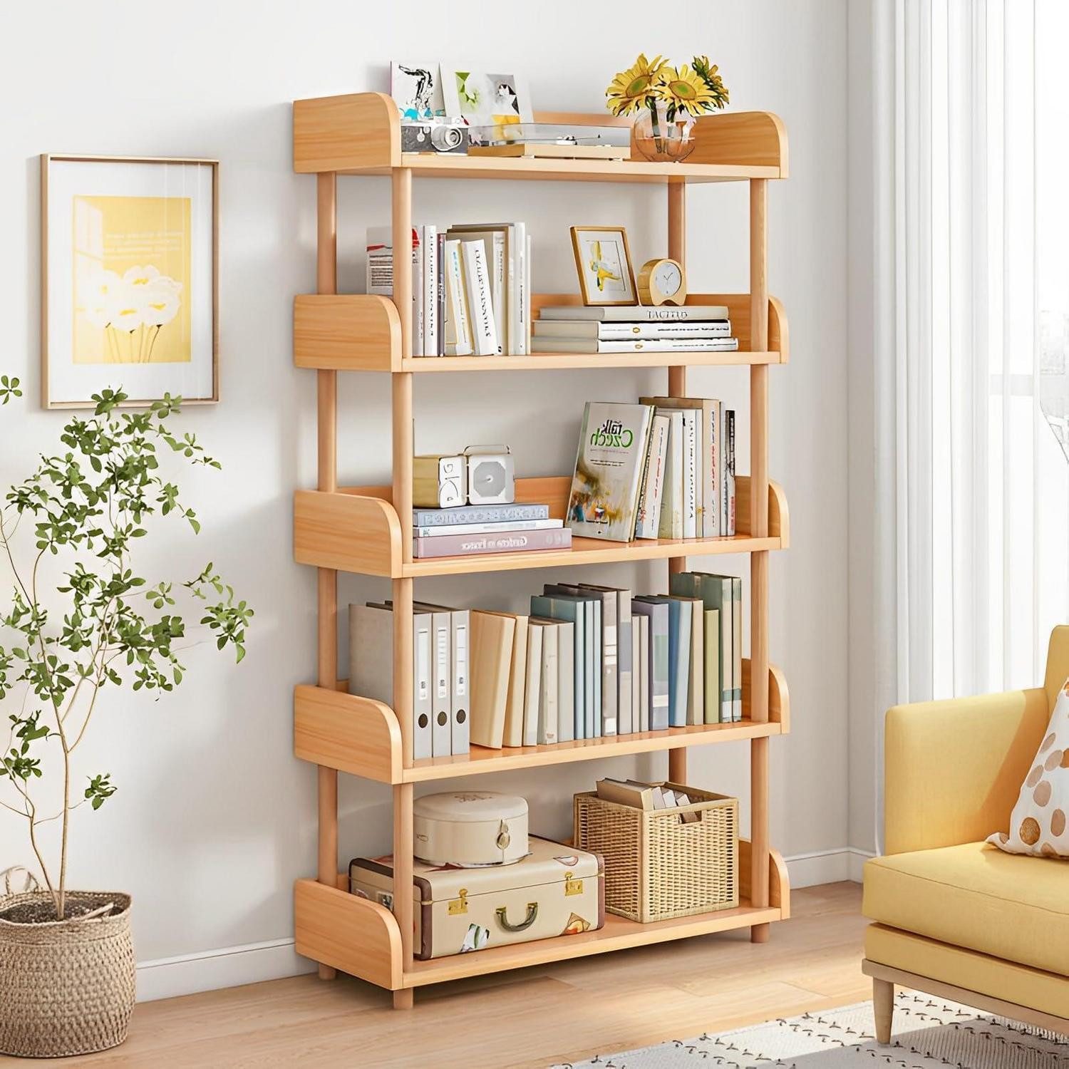 LuxusKollektion Bücherregal 5-Ebenen Holz Bücherregal Eiche