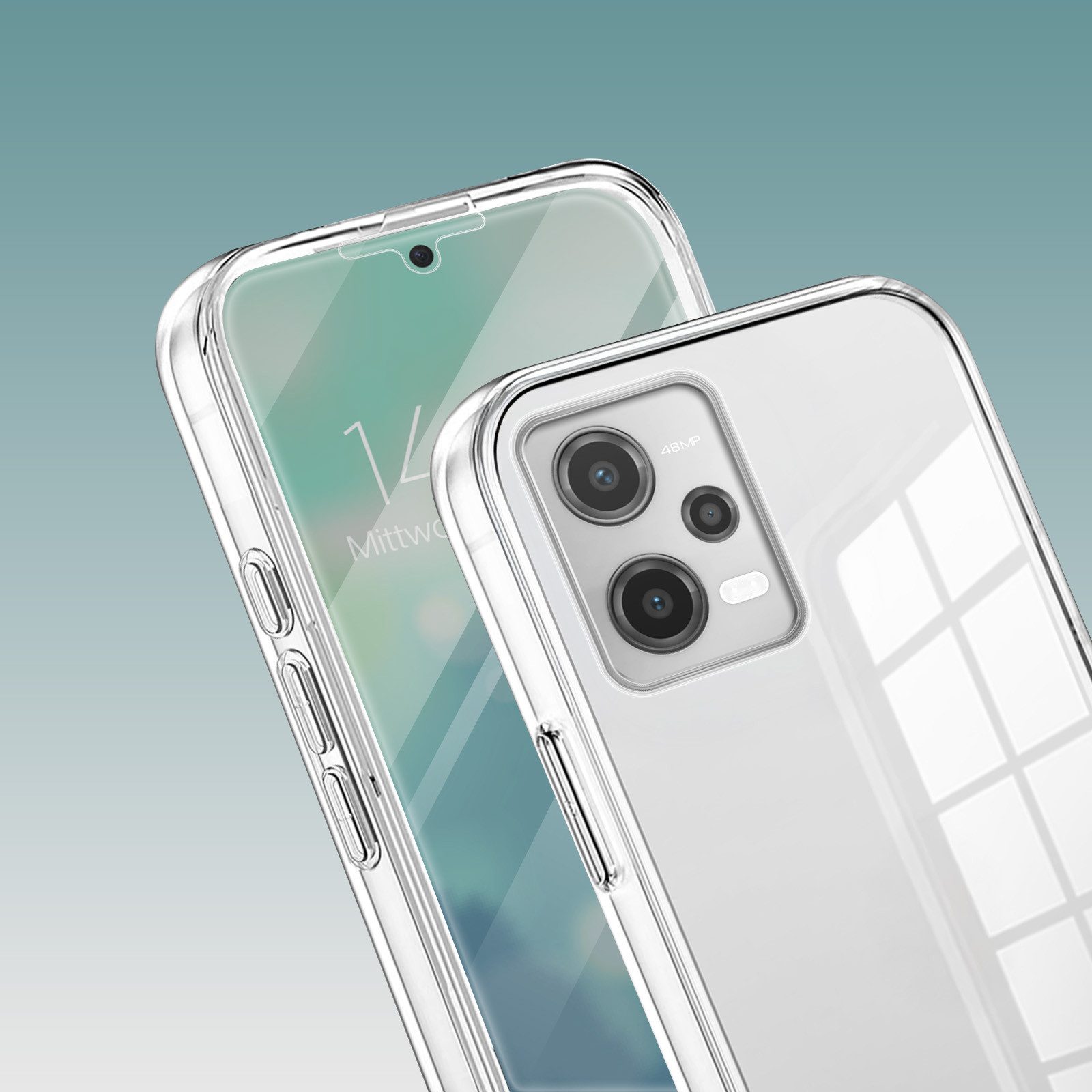 Tec-Expert Handyhülle 360 Grad Hülle für Xiaomi Redmi Note 12 Pro 5G 6.67 Zoll, 6.67", Rundum Schutz Cover Case Hülle Transparent