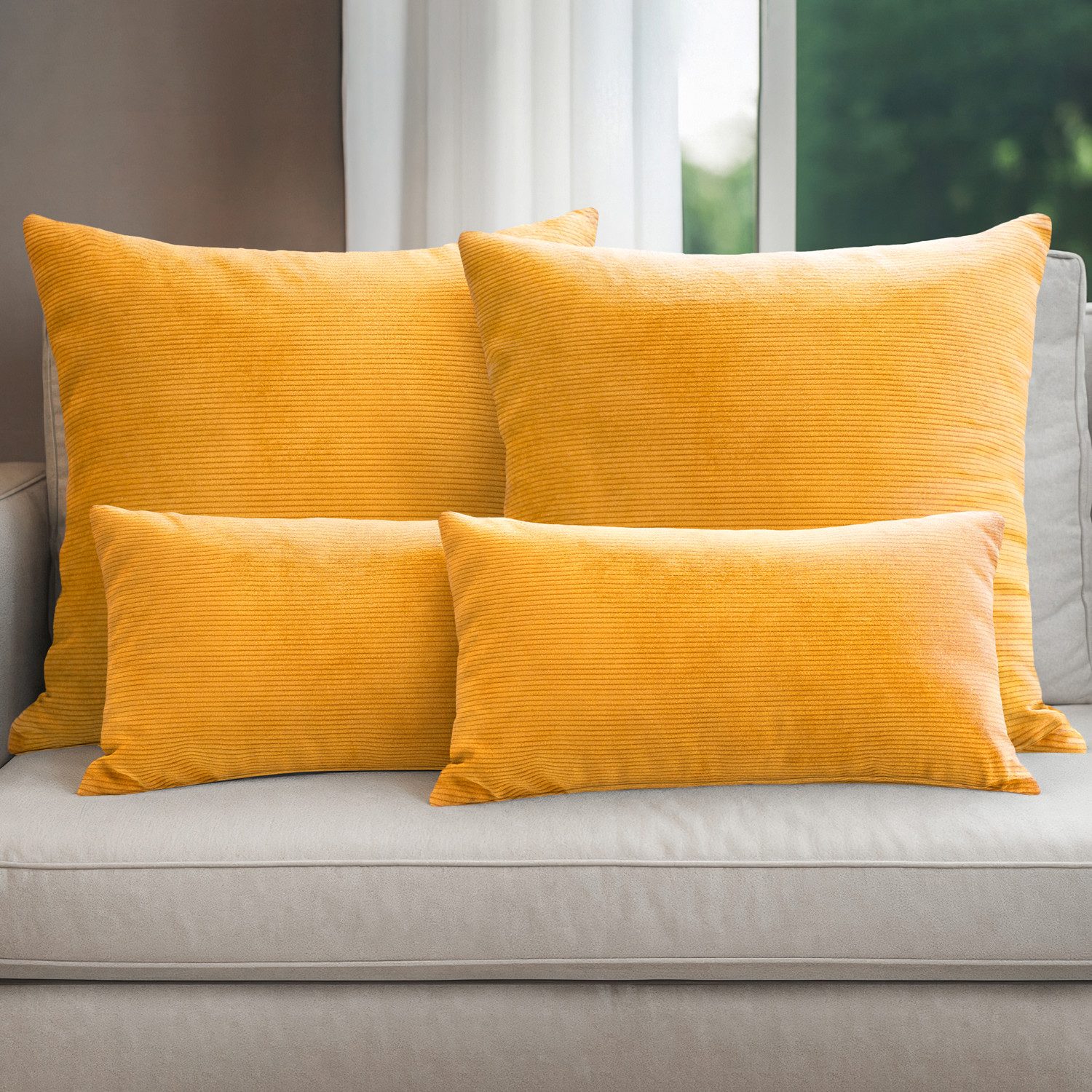 Selfitex Dekokissen 4er Set Cord Kissen inkl. Füllkissen, 2x 50x50 & 2x 30x günstig online kaufen