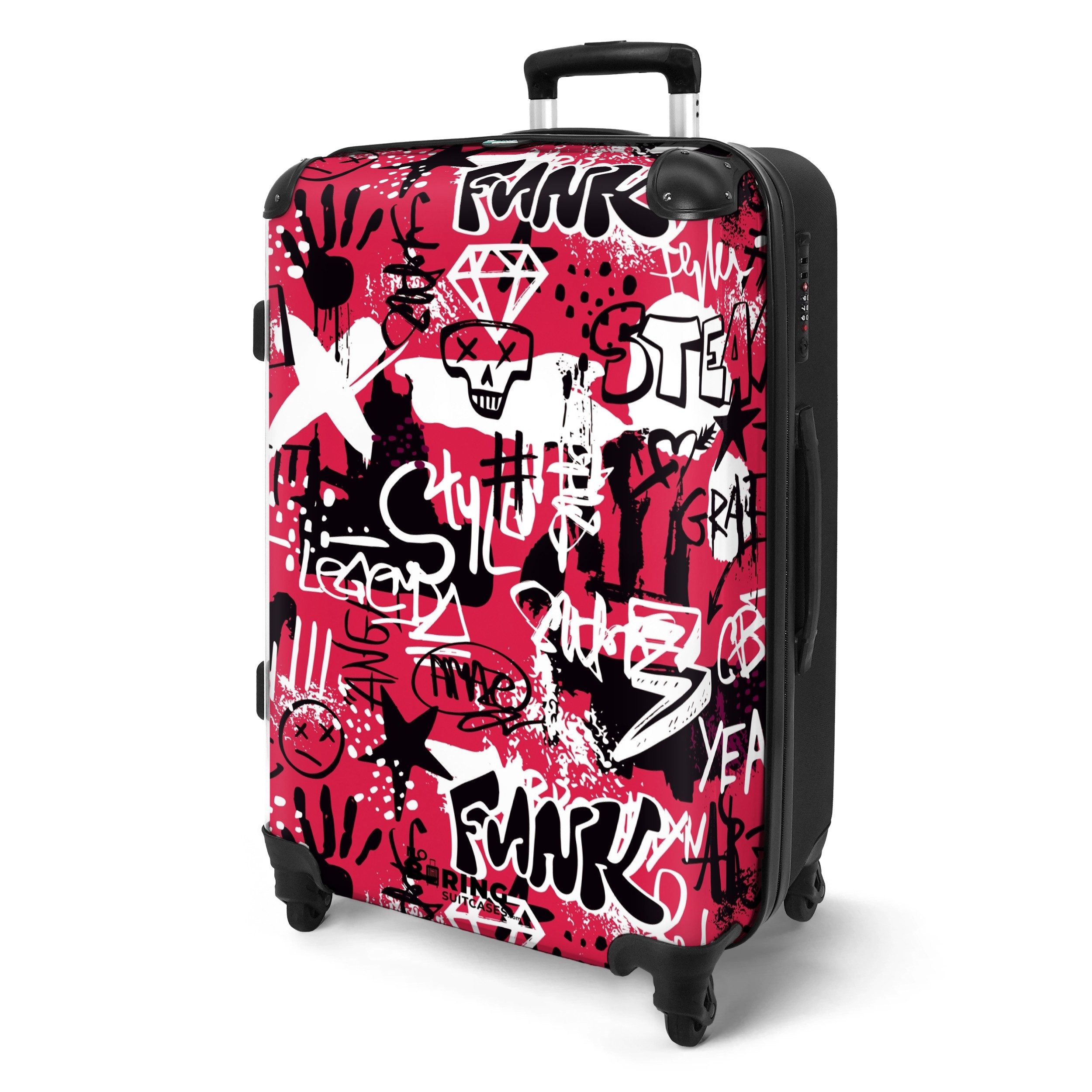 NoBoringSuitcases.com© Hartschalen-Trolley Graffiti-Kunstwerk auf rosa Hint günstig online kaufen