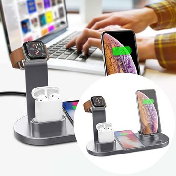 GelldG kabellose Ladestation, kompatibel mit AirPods/iPhone/iWatch Serie Wireless Charger (3000 mA, Packung, 1-tlg., Ladestation, Fast Charge)