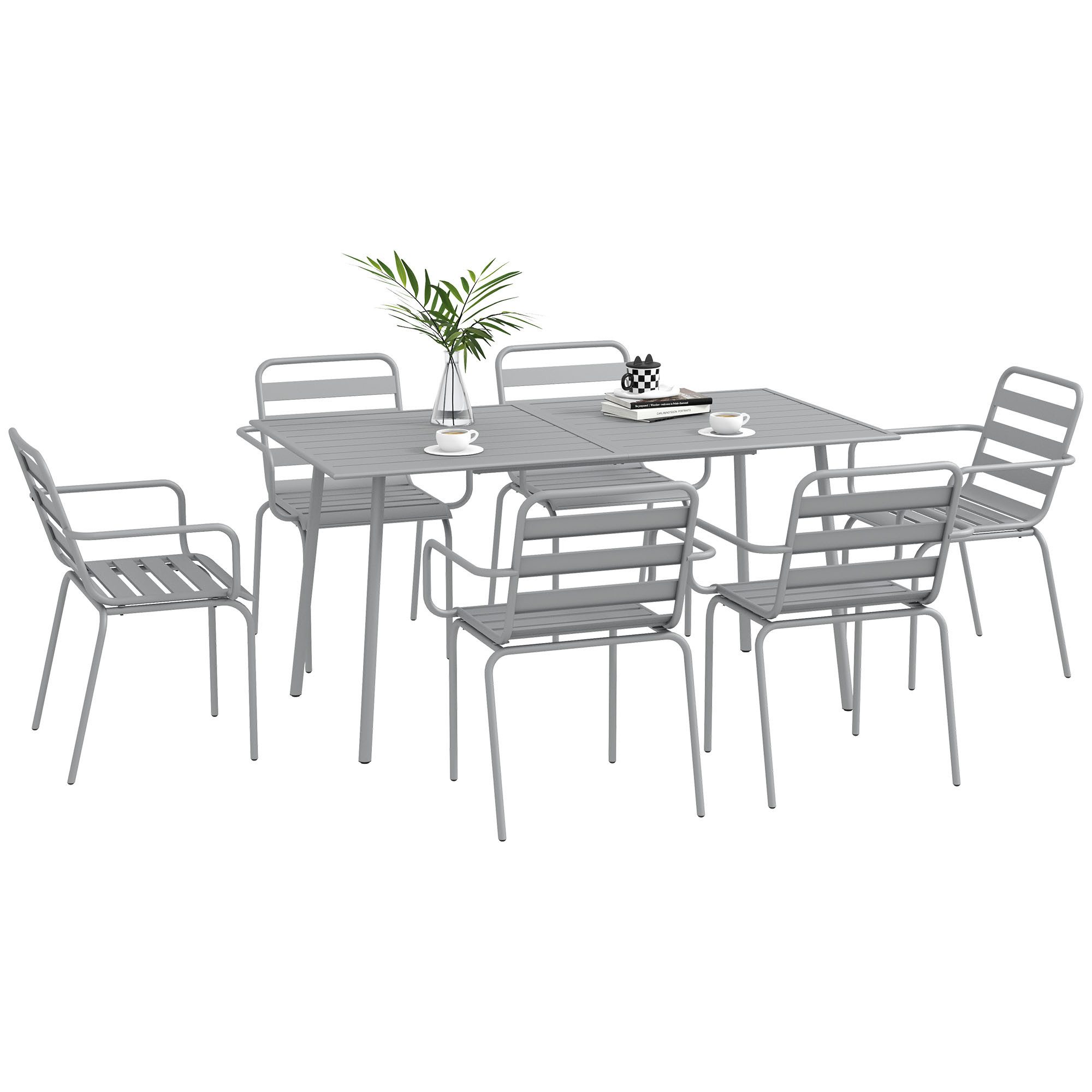 Outsunny Garten-Essgruppe Sitzgruppe mit 1 Esstisch, günstig online kaufen