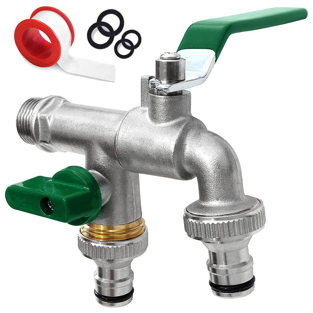 NUODWELL Absperrventil Garten Wasserhahn, Doppel Auslaufhahn 1/2 Zoll & 3/4 günstig online kaufen