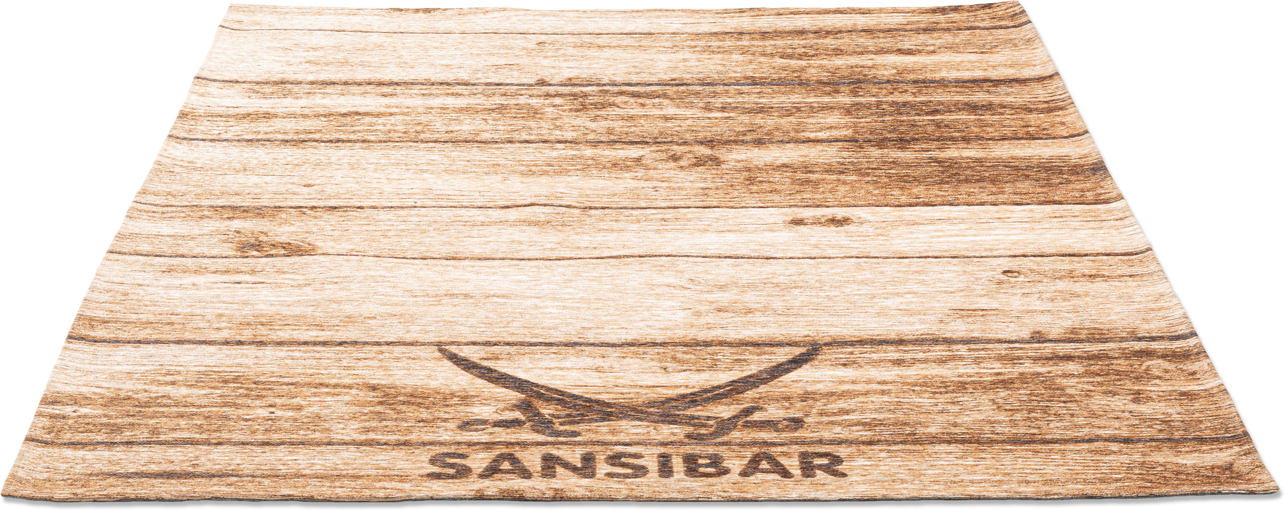 Sansibar Teppich Keitum 009, rechteckig, Höhe: 3 mm, Flachgewebe, Motiv Holzdielen & gekreuzte Säbel