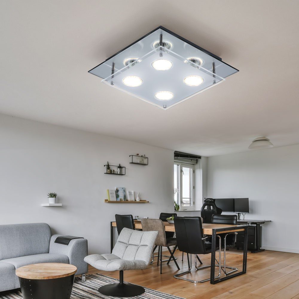 GLOBO LIGHTING LED Deckenleuchte, LED-Leuchtmittel fest verbaut, Warmweiß, Deckenleuchte Lampe Schlafzimmerleuchte Glaslampe Wohnzimmer