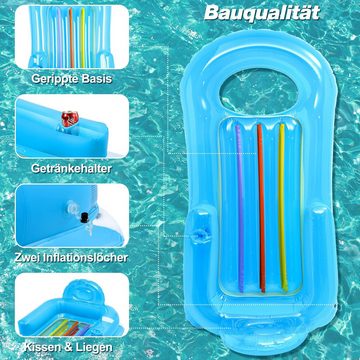 POPOLIC Luftmatratze Wasser Hängematte Aufblasbare Pool, (Tragbare Wasserhängematte mit Tasse Löchern und Kopfstütze - Strand Schwimmstuhl Liege für Kinder Erwachsene (145 * 70cm)