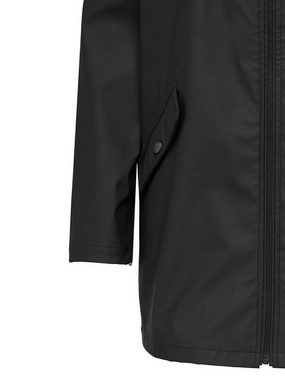 JACQUELINE de YONG Regenjacke Regen Mantel Coat PU Beschichtet Jacke mit Kapuze Wasserdicht 7022 in Schwarz