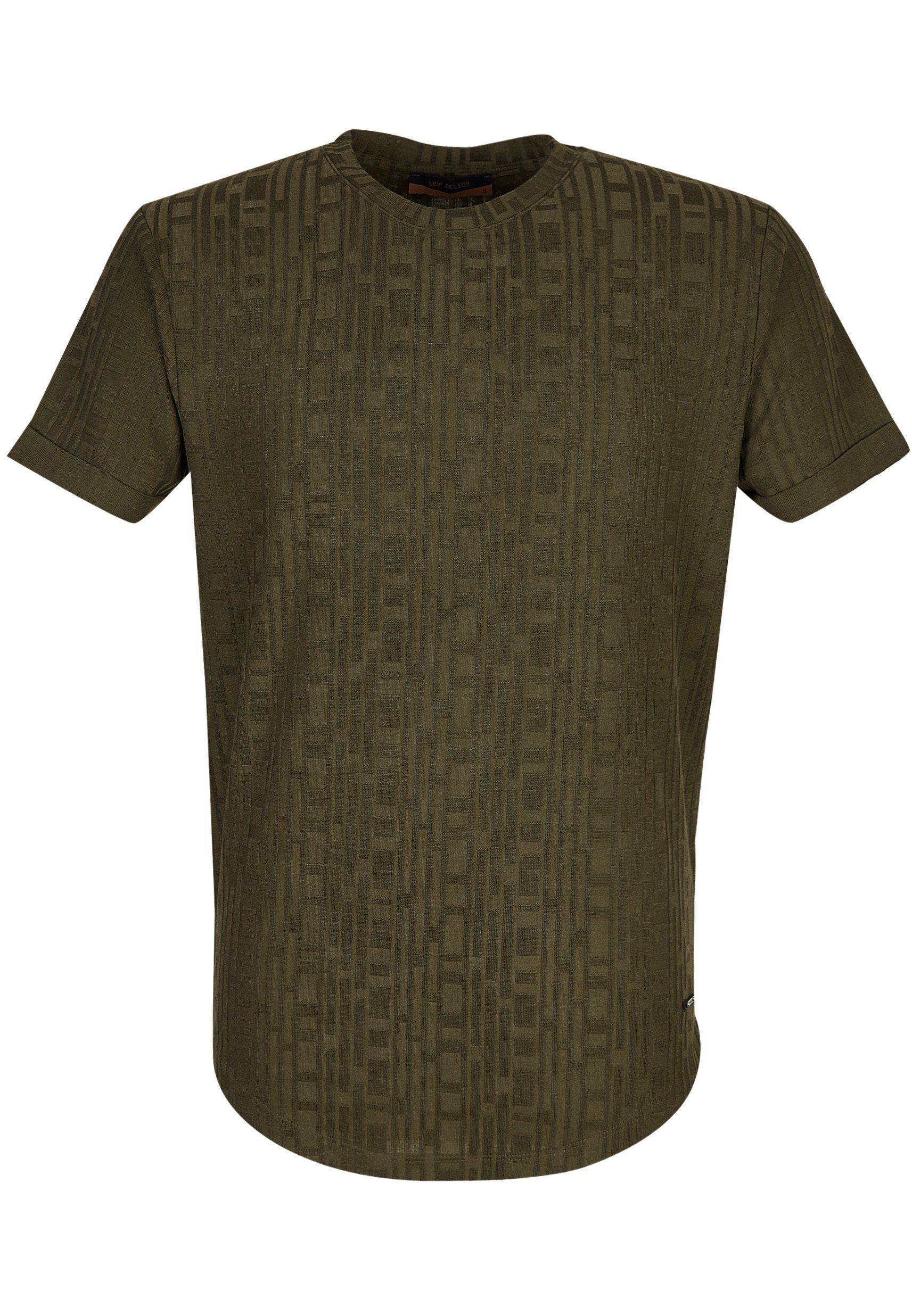 Leif Nelson T-Shirt Herren Rundhals normal T-Shirt LN-55770 khaki