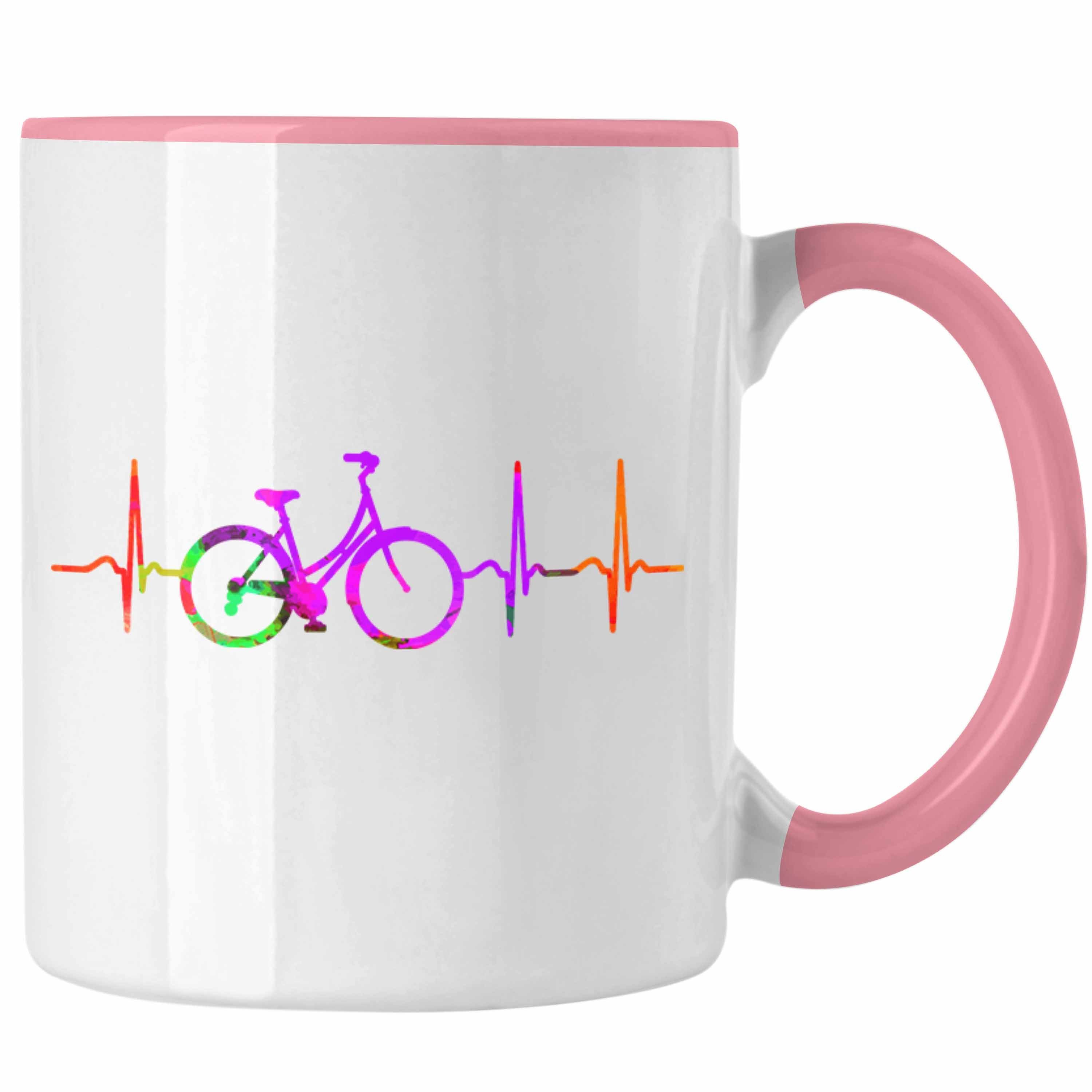 Trendation Tasse Tasse Fahrradfahrer Herzschlag Grafik Geschenk für Radfahrer Rosa