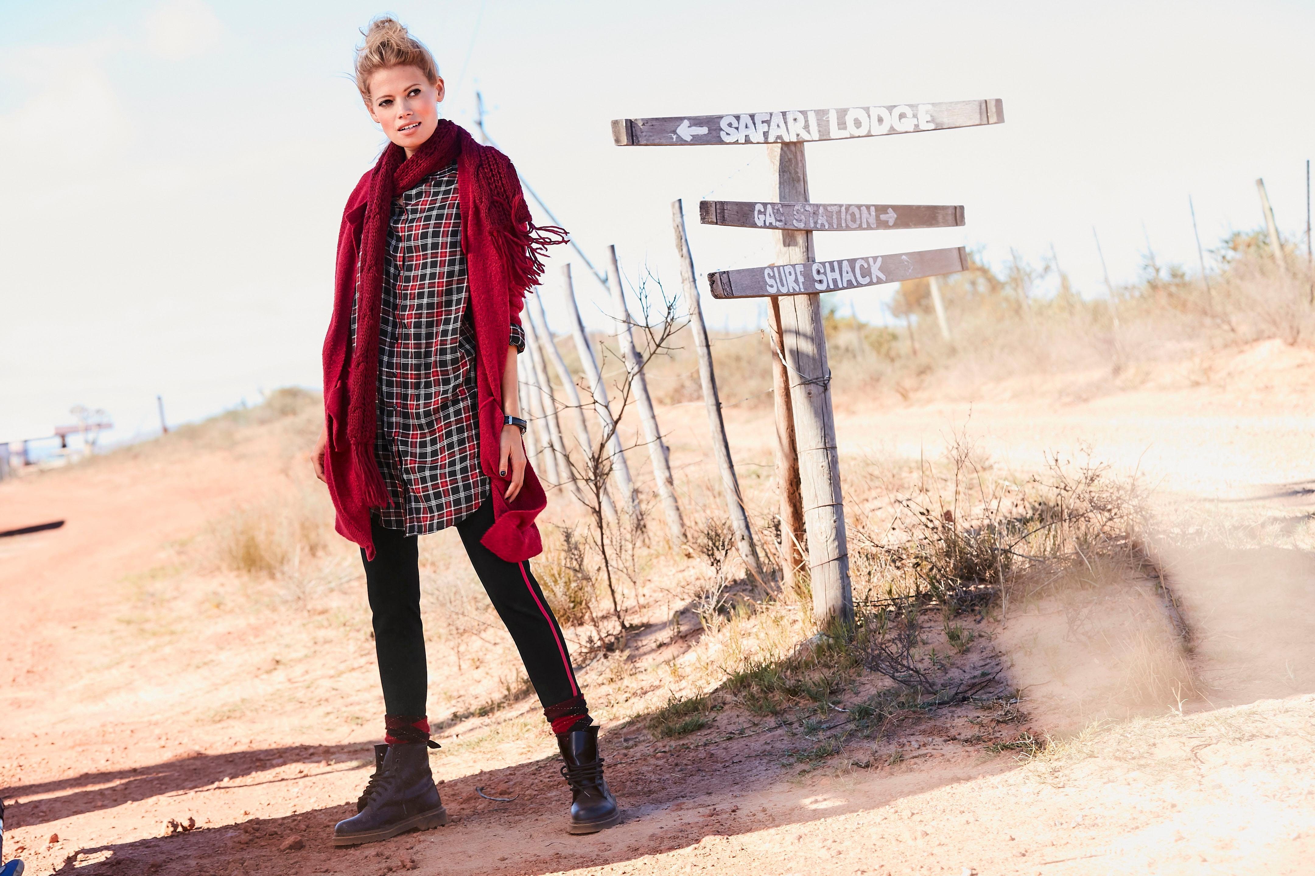 CASUAL rot-meliert Strickjacke im Aniston Oversize Look