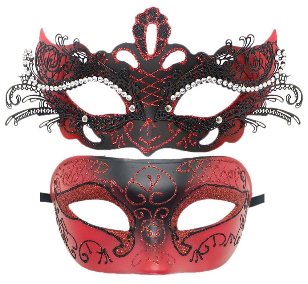 2 Venedig Masken Schwarz - Maskerade & Karnevals Kostüme