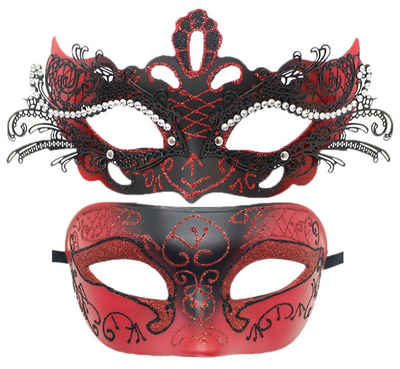 Dekorative Verkleidungsmaske Venezianische für Halloween Kostümparty, Frauen Maske Halbmaske, (2-tlg), Maskerade Maske, Karneval Masken Halloween Masken