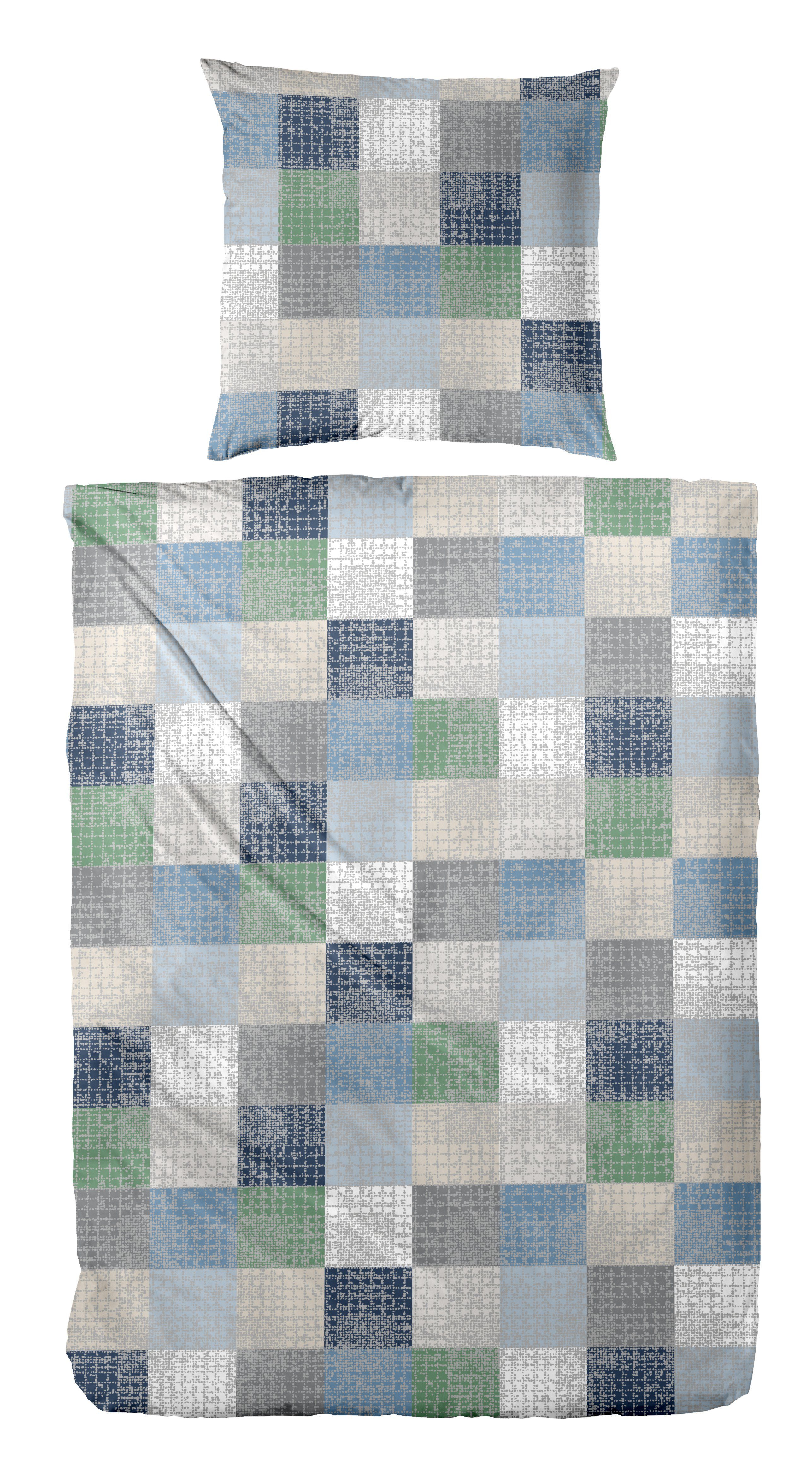 Primera Bettwäsche Biber-Bettwäsche Pixelgrid, Biber, 2 teilig, mit klassischer Karo-Optik