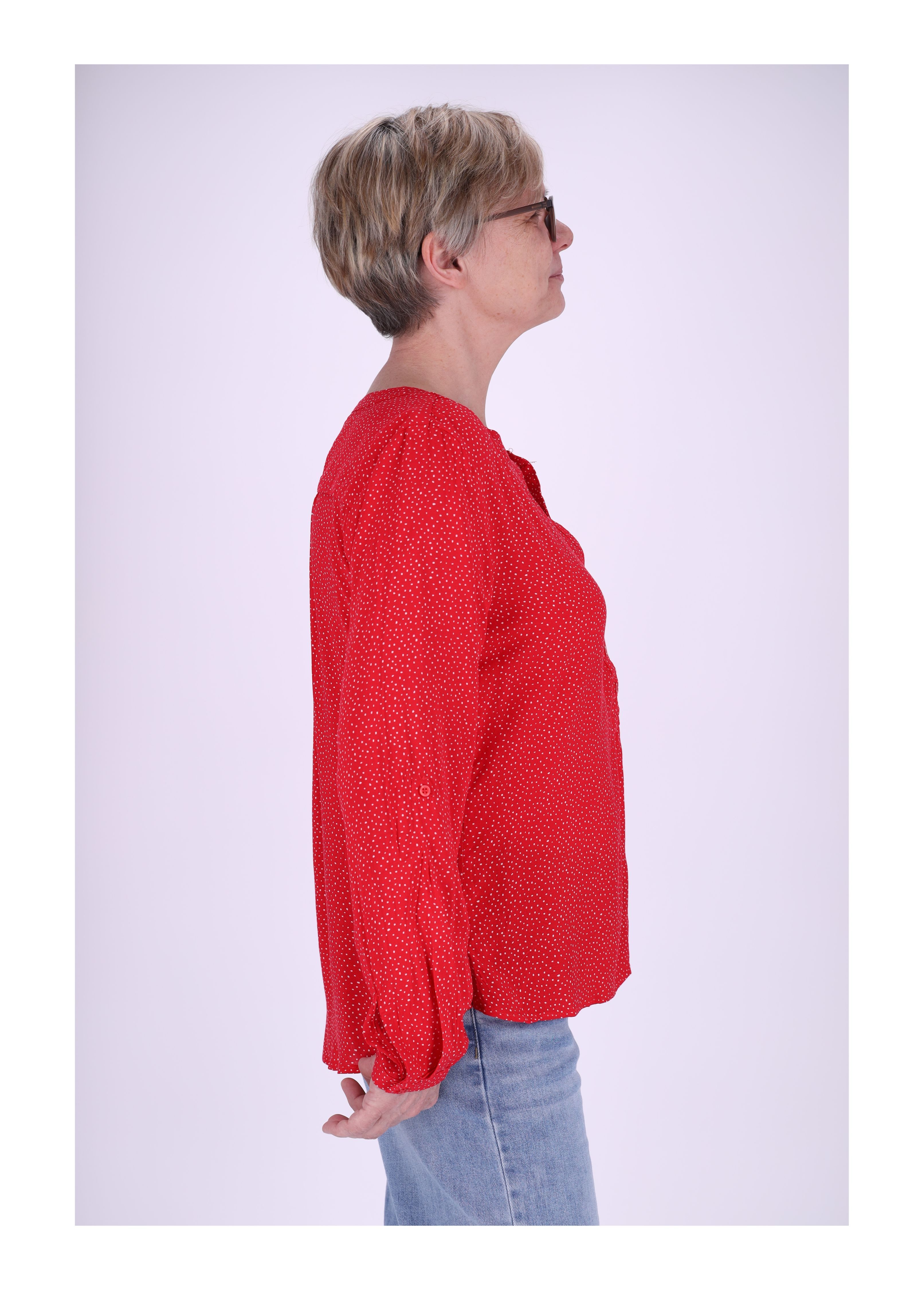 SPLASH OF COLOR Klassische Bluse Schlupfbluse Minimal Print kleine Punkte