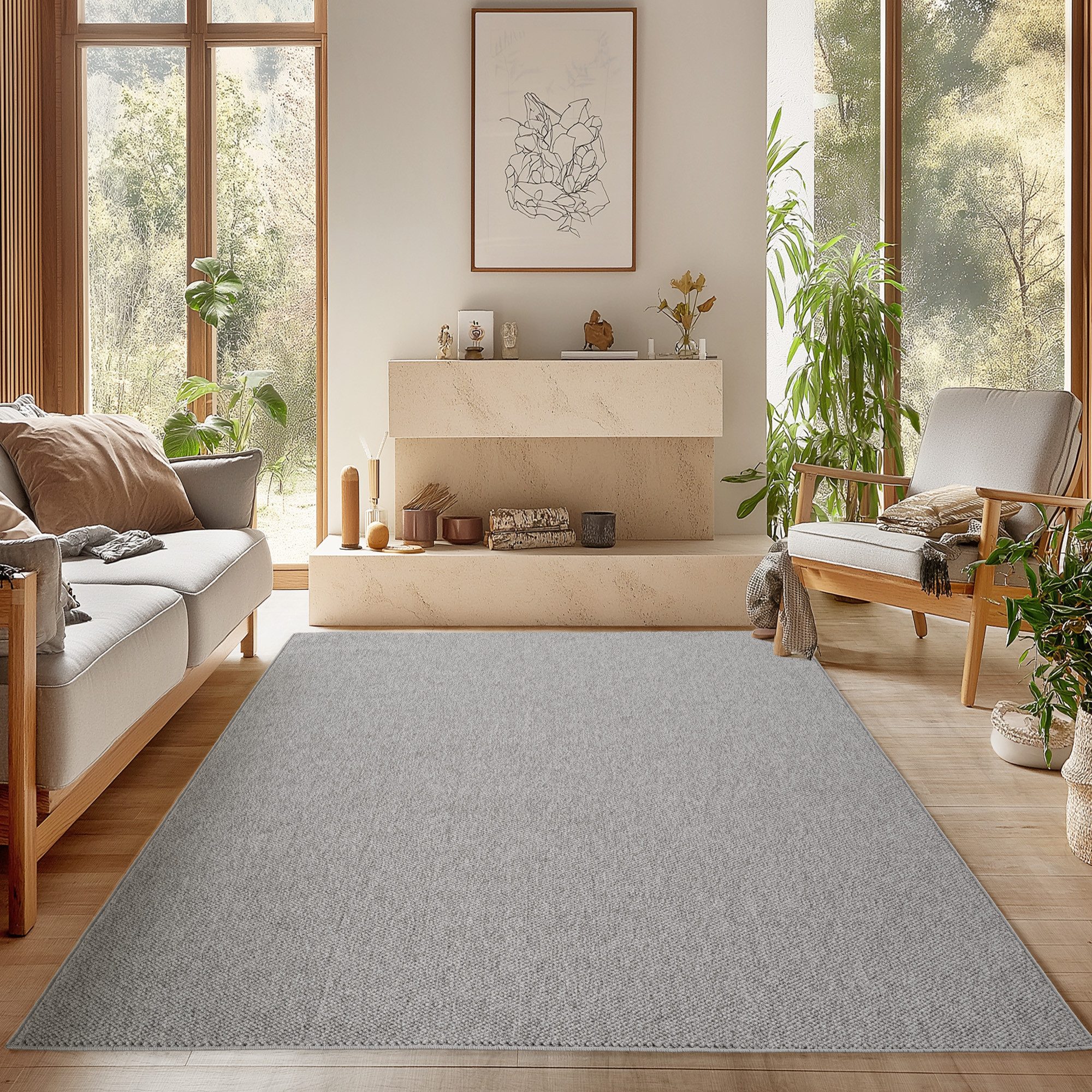 SIMPEX24 Designteppich Einfarbig Boucle Loop, Rechteckig, Höhe: 7 mm, Teppi günstig online kaufen