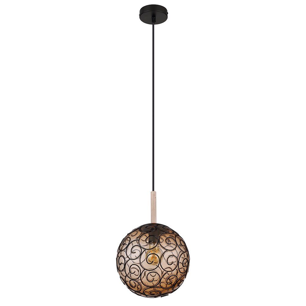 GLOBO LIGHTING Hängeleuchte, Leuchtmittel nicht inklusive, Hängelampe Pendelleuchte Wohnzimmerlampe amber Kugel H 120 cm