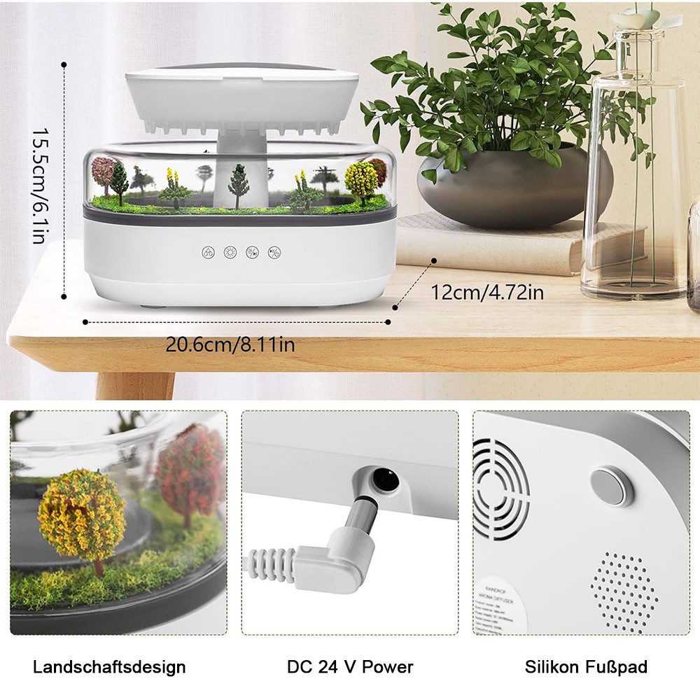 TUWENA Diffuser 7 Farben LED Regentropfen Aromatherapie Maschine Luftbefeuchter, 0,25 l Wassertank, Ultraschallzerstäuber