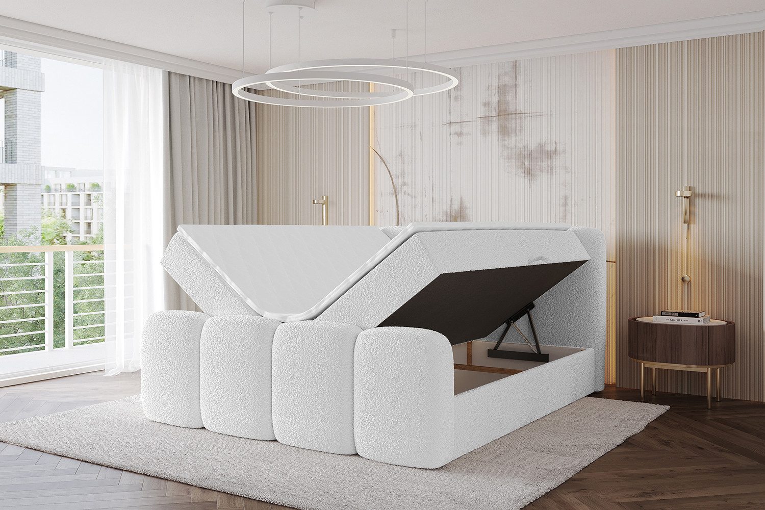 ALTDECOR Boxbett NINA-Z (Multipocket-Matratze H4, H3 Matratze Bonellfederung, Topper, Kopfteil), Doppelbett mit Fußteil