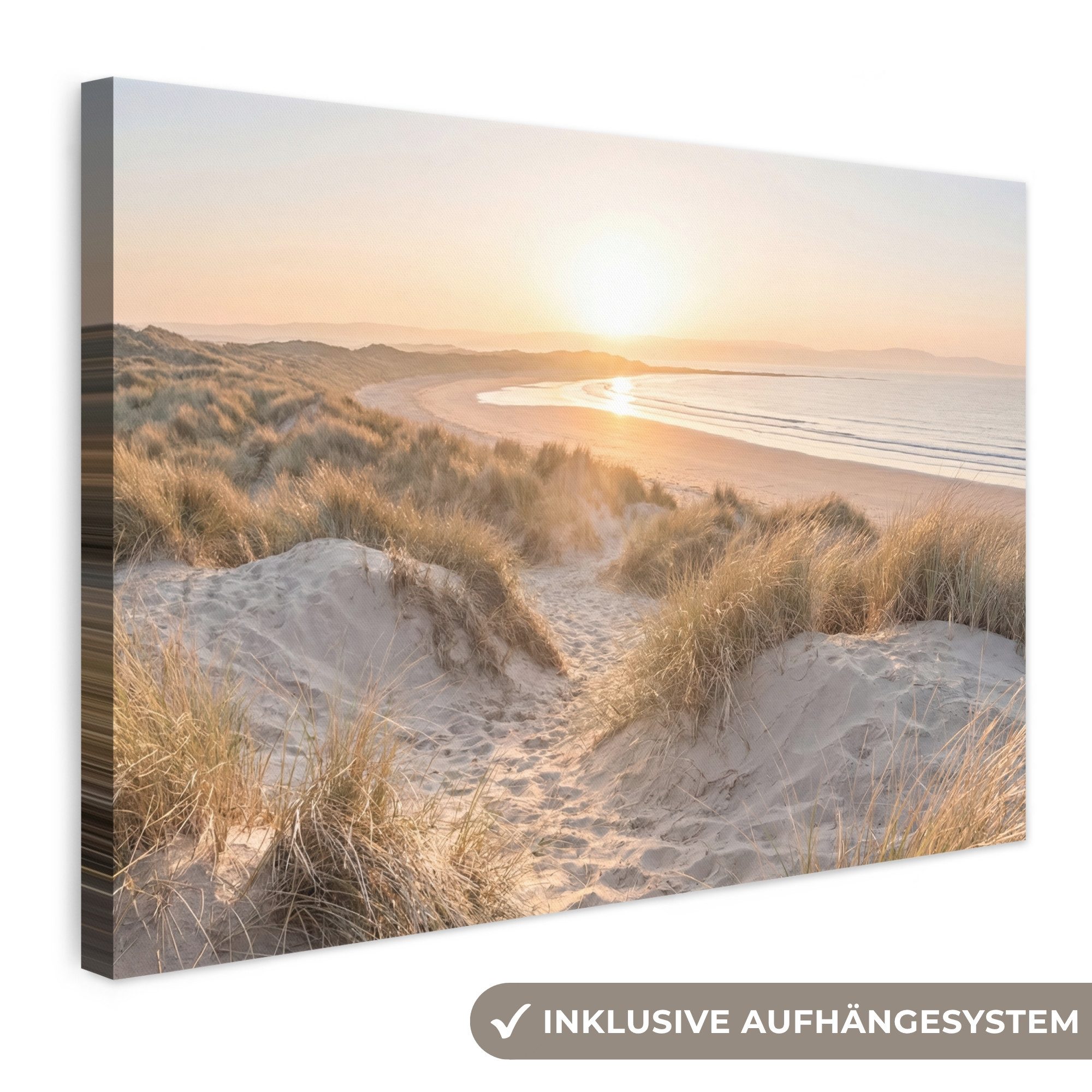 OneMillionCanvasses® Leinwandbild Dünen - Strand - Meer, Fotodruck (1 St), Leinwand Bilder Klein, Wand Dekoration Aesthetic 30x20 cm