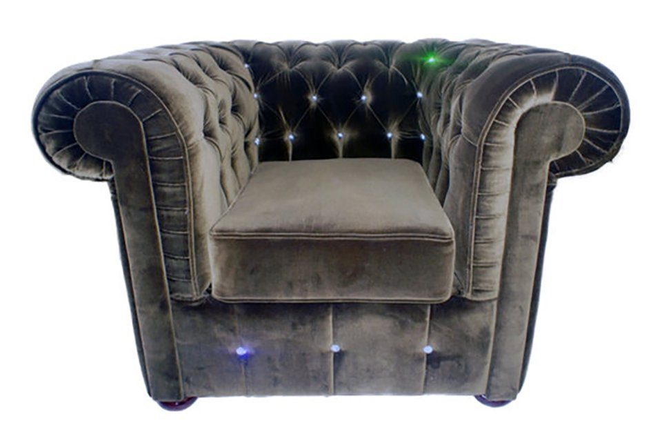 JVmoebel Chesterfield-Sessel Hochwertiger Polstersessel aus massivem Holz in klassischem Design, Made in Europa