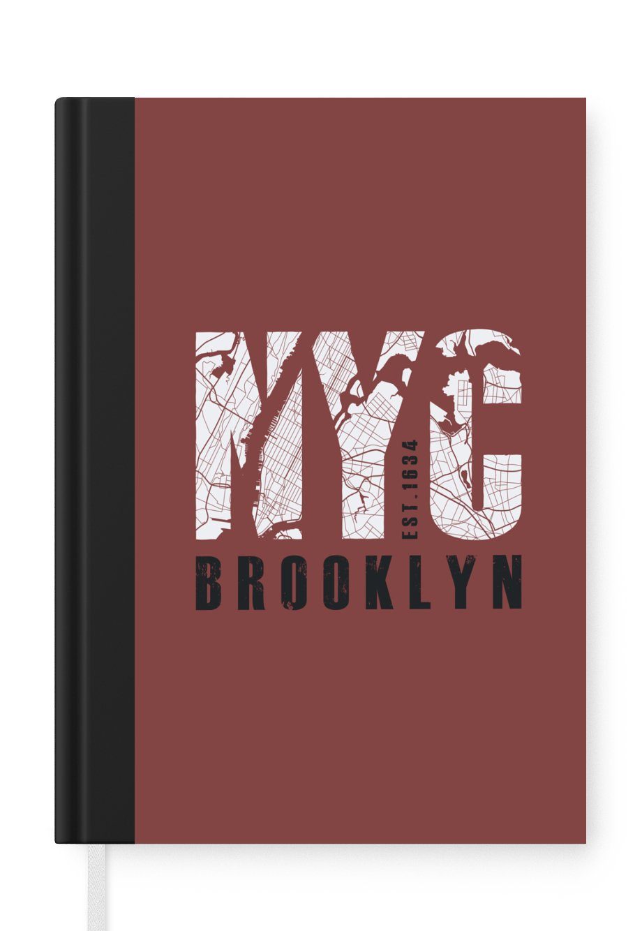 MuchoWow Notizbuch New York - NYC - Karte, Journal, Merkzettel, Tagebuch, Notizheft, A5, 98 Seiten, Haushaltsbuch