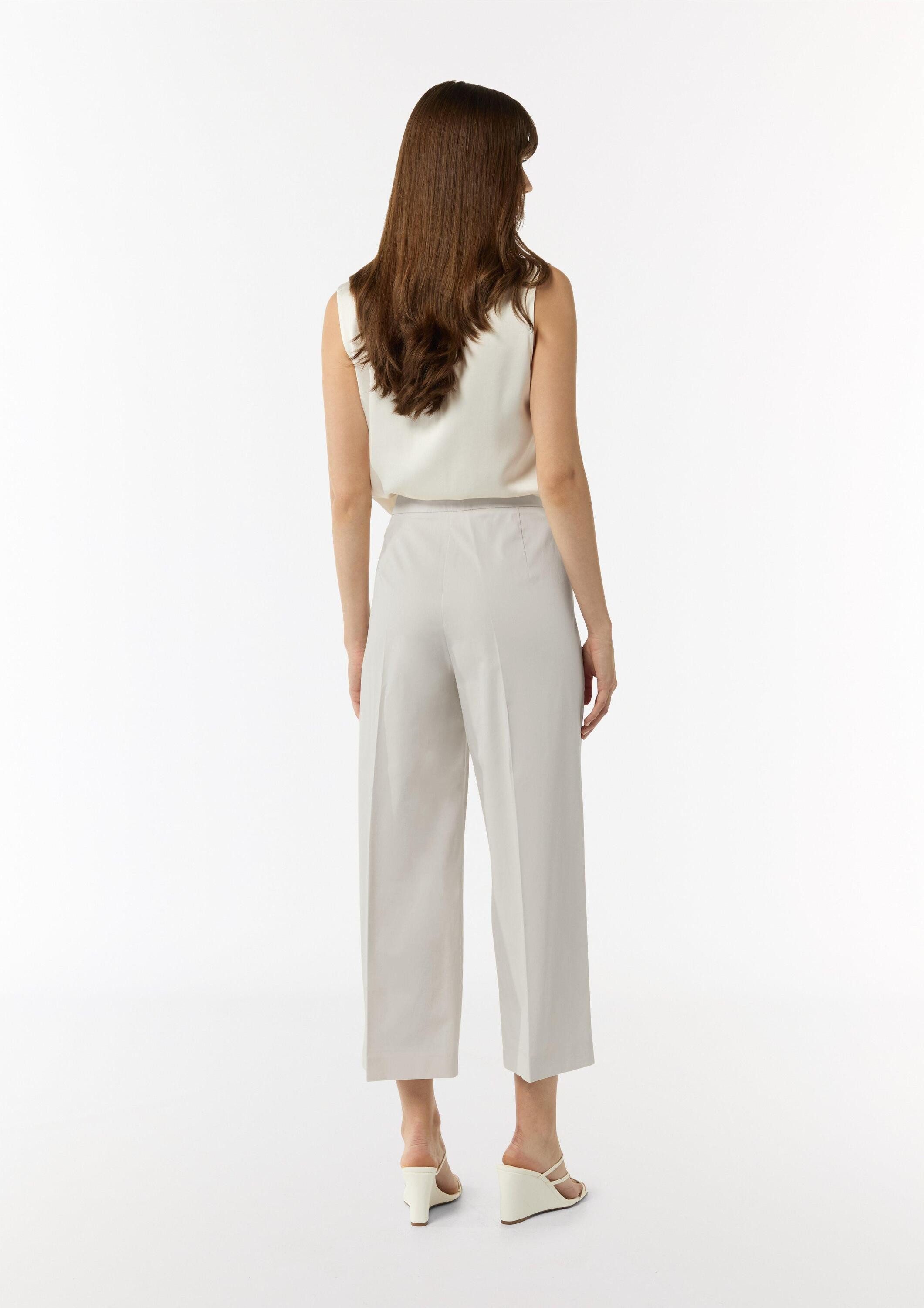 comma 7/8-Hose Hose Baumwoll-Hose mit seitlichem Reißverschluss und Semi-Wide-Leg