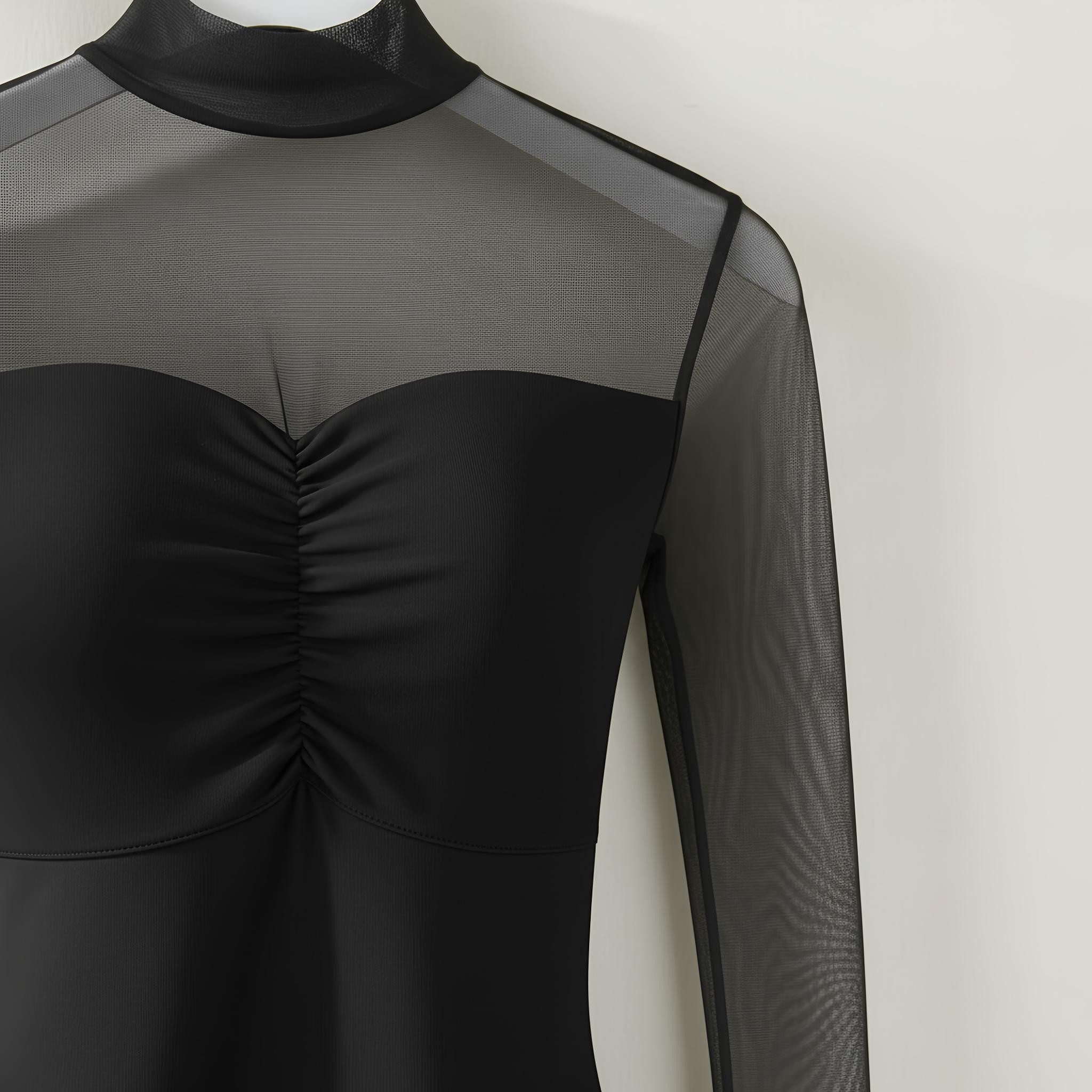 Evoni Body Formender Damen Langarm Bodysuit Tüll Baumwolle Bauch weg Effekt