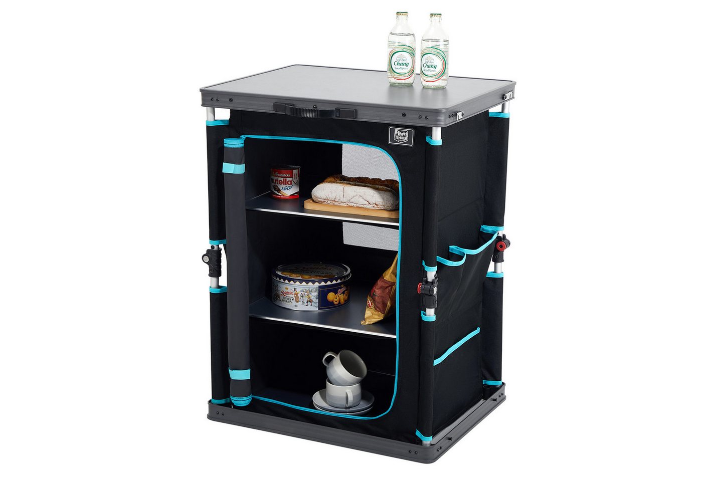 TIMBER RIDGE Campingtisch Faltbar Campingküche, Campingschrank mit 3 Fächern und 30kg Tragkraft (1-St), aus Aluminium und Polyester, 60x50x80cm, schwarz